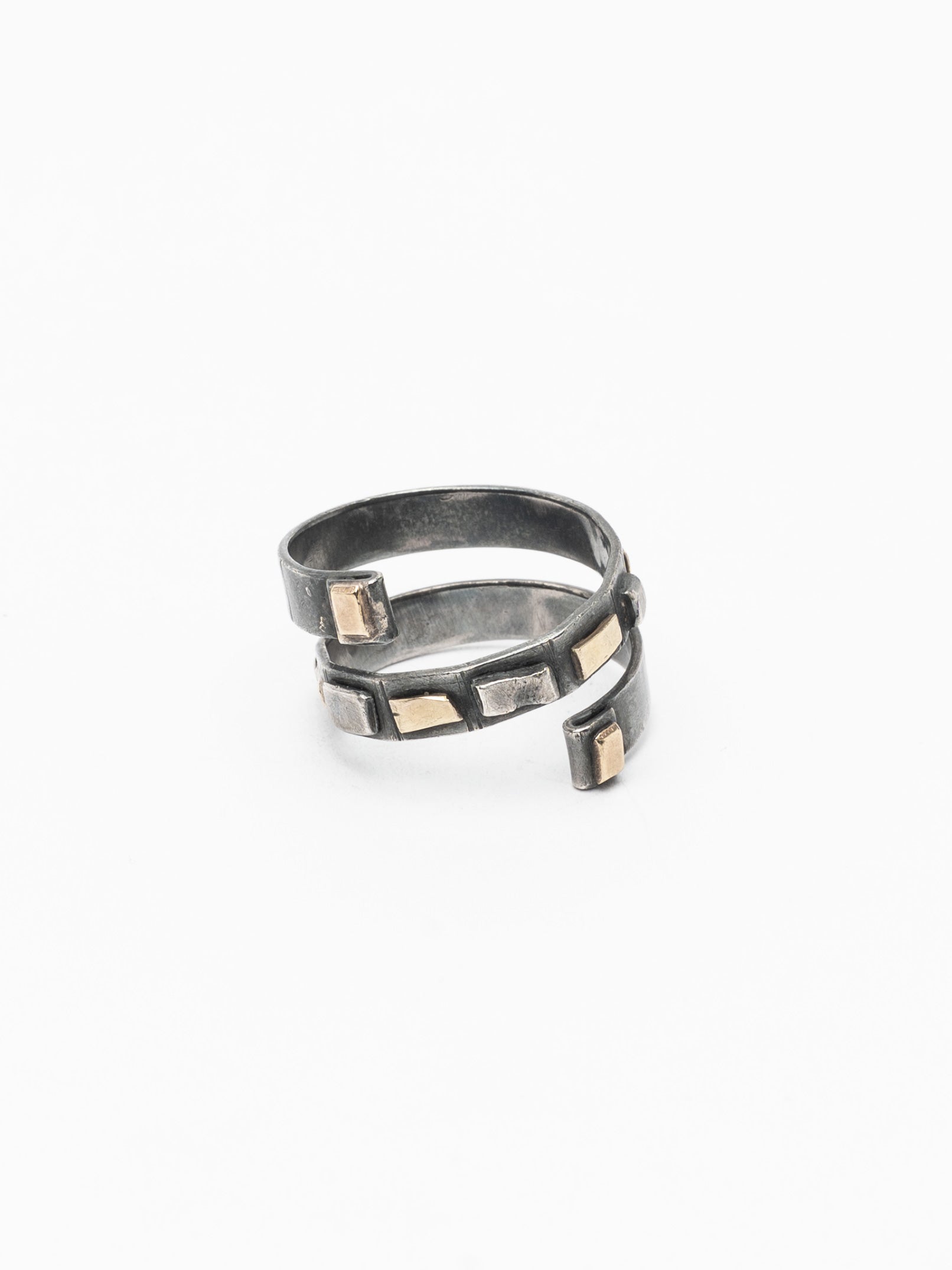 Silver Spiral Ring with 18k Gold Accents - INN7