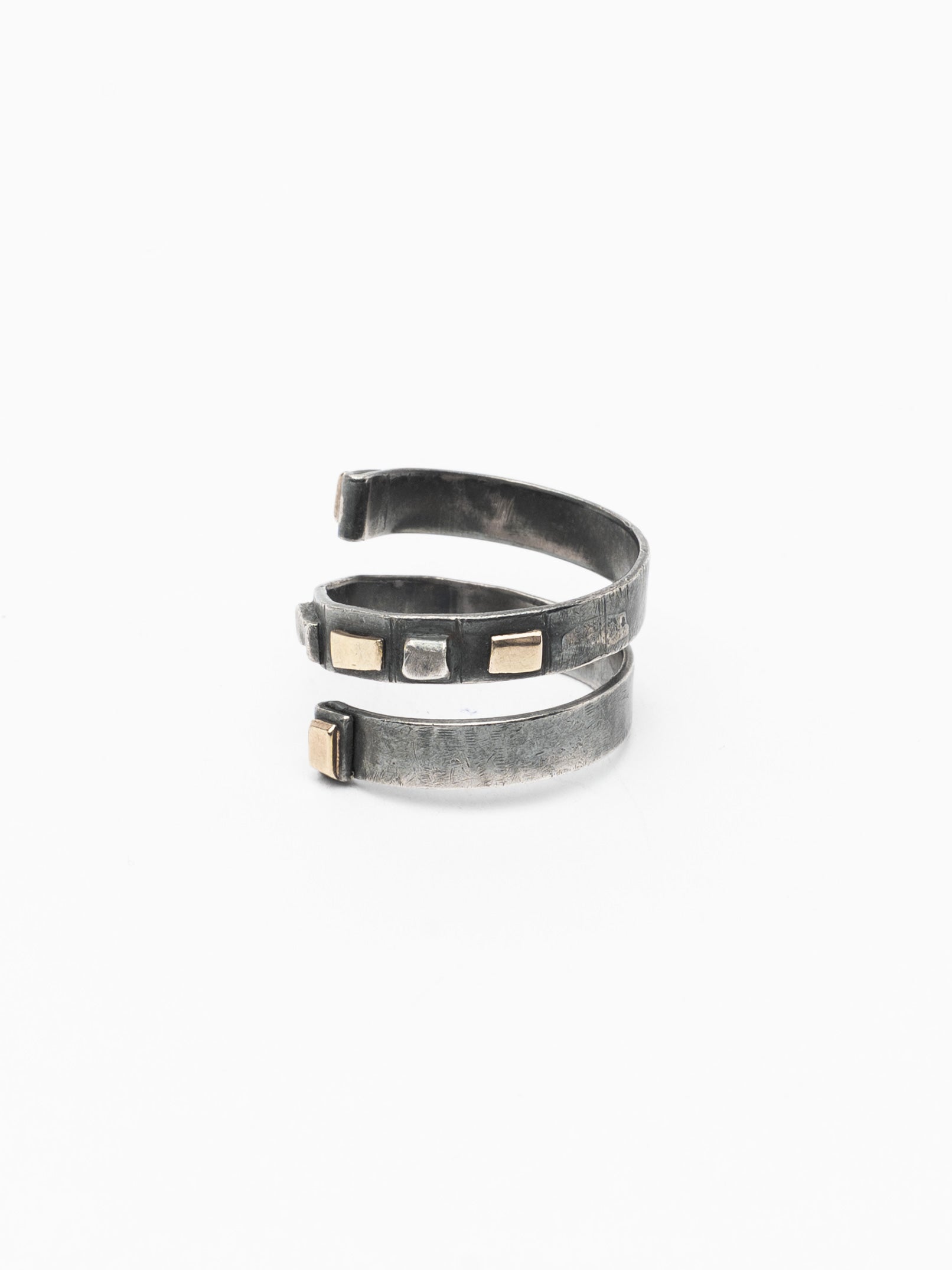 Silver Spiral Ring with 18k Gold Accents - INN7