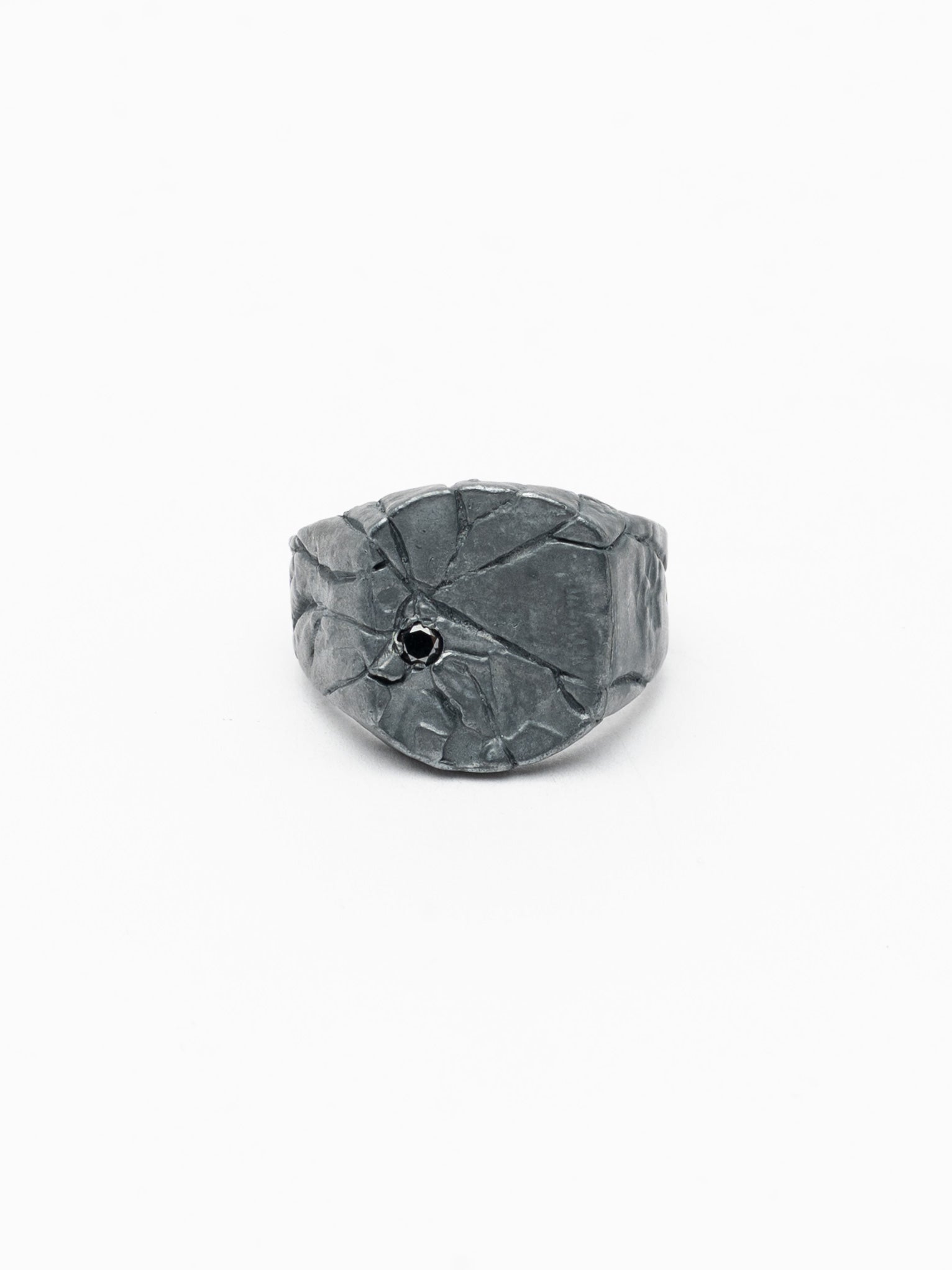 Carved Signet Ring with Black Diamond - INN7