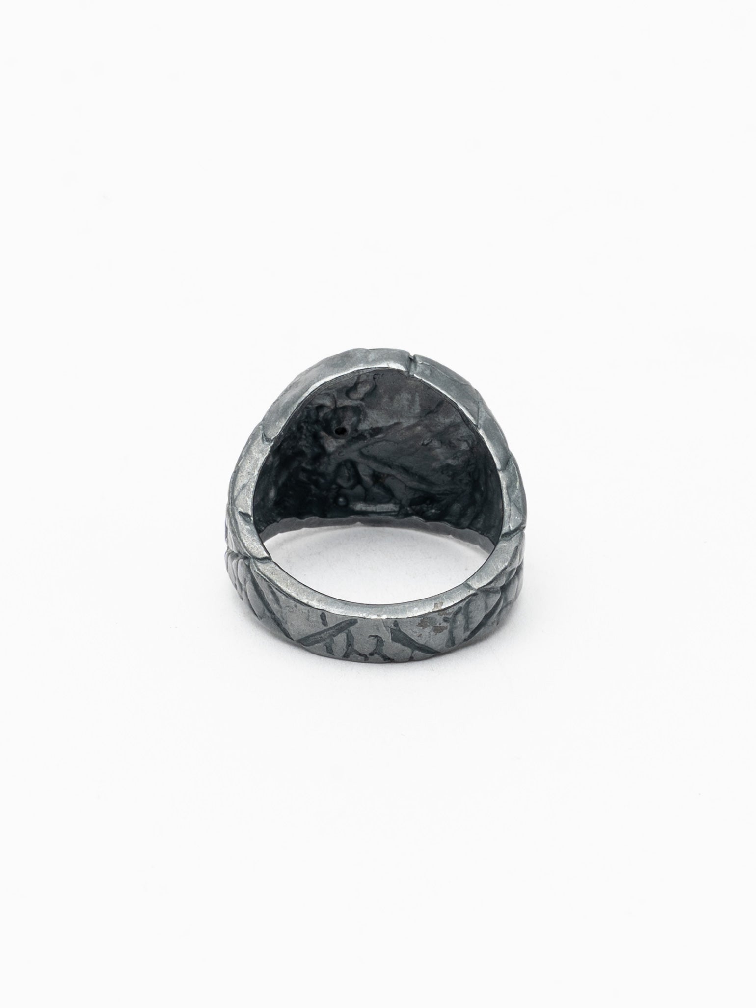 Carved Signet Ring with Black Diamond - INN7