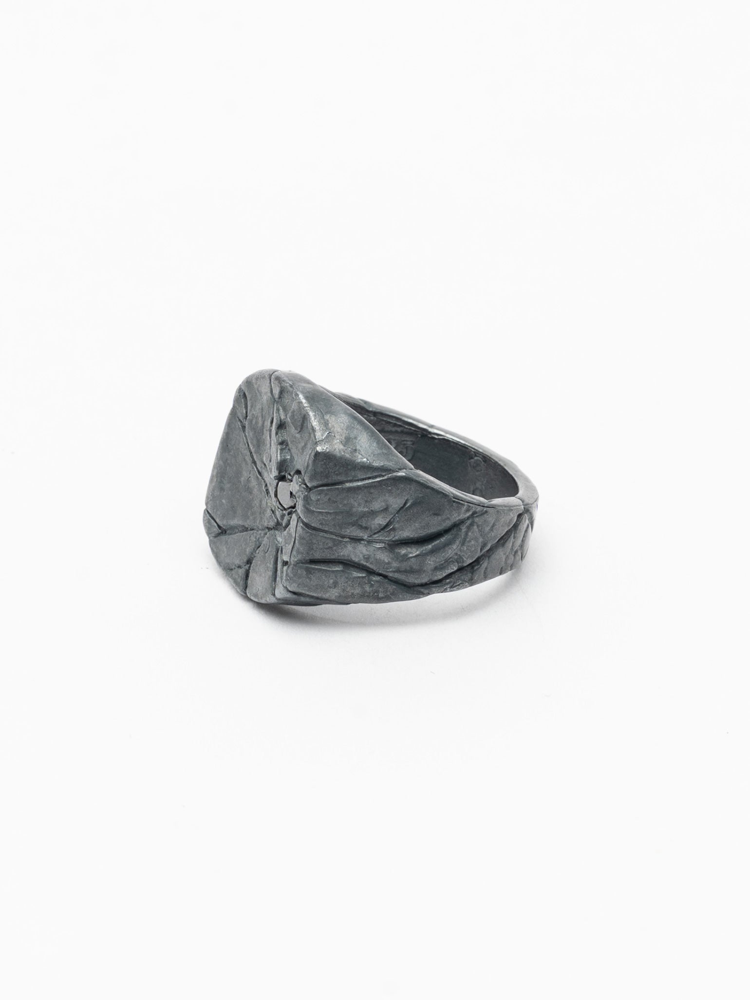 Carved Signet Ring with Black Diamond - INN7