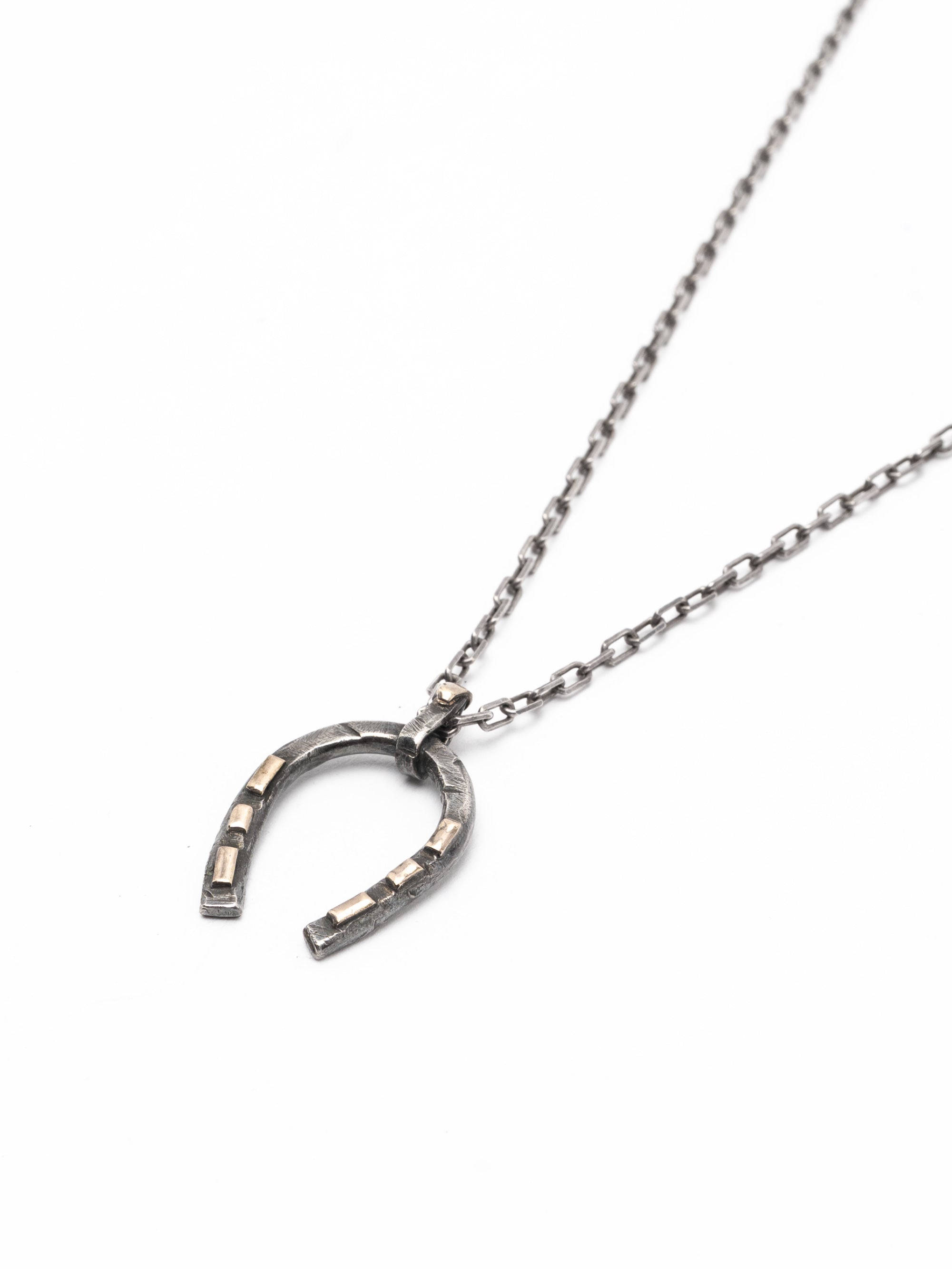 Silver and Gold Horseshoe Pendant Necklace - INN7