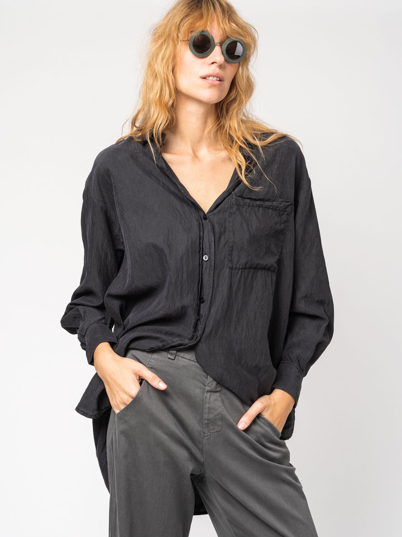 Silk Blend Overshirt with Pocket - INN7
