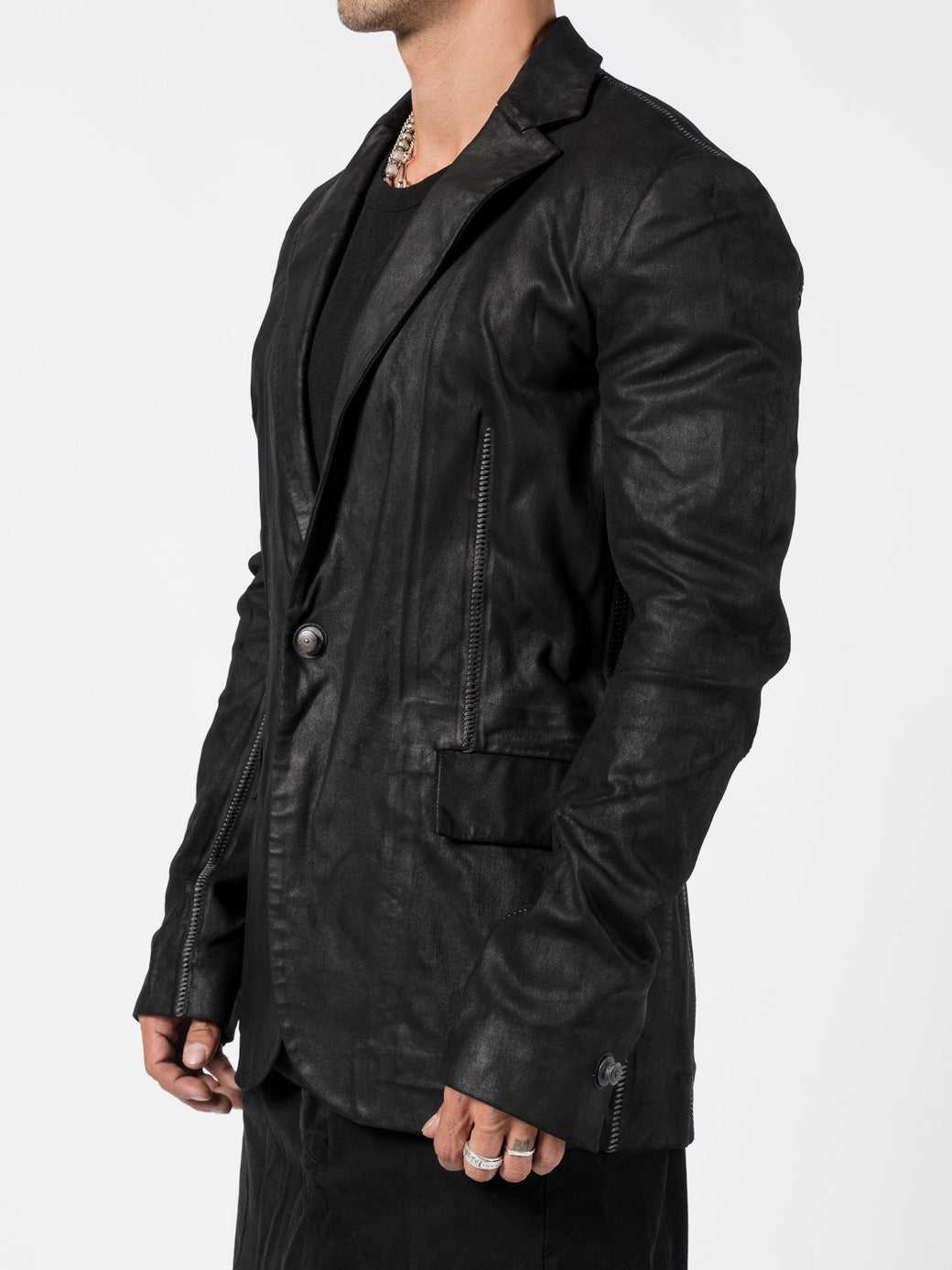 Pionnier Stretch Leather Blazer