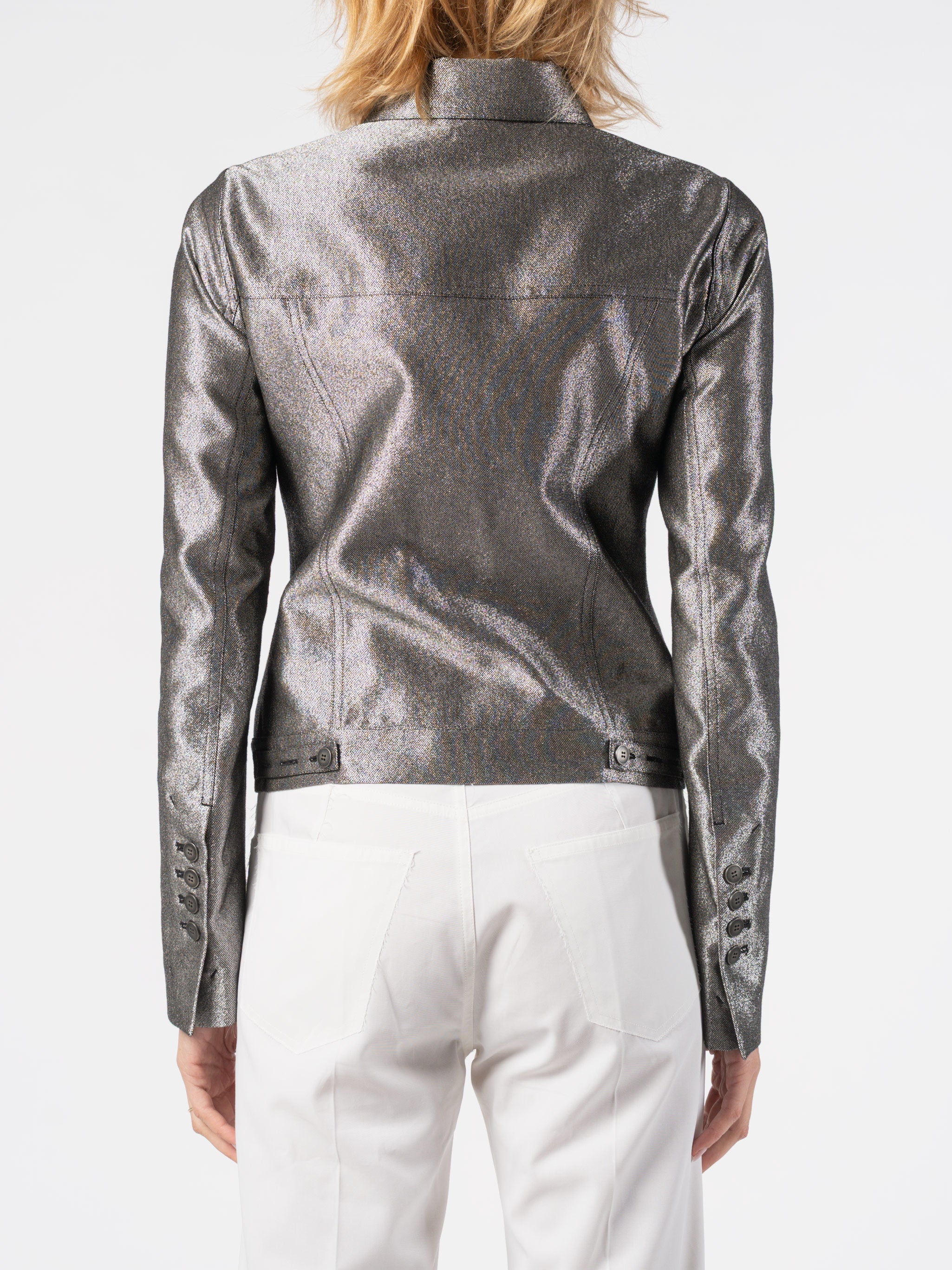 Metallic Finish Cropped Jacket - INN7