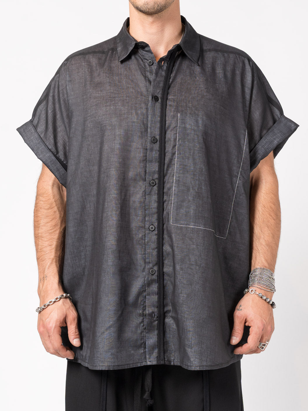 Oversized Sheer Cotton Shirt - INN7