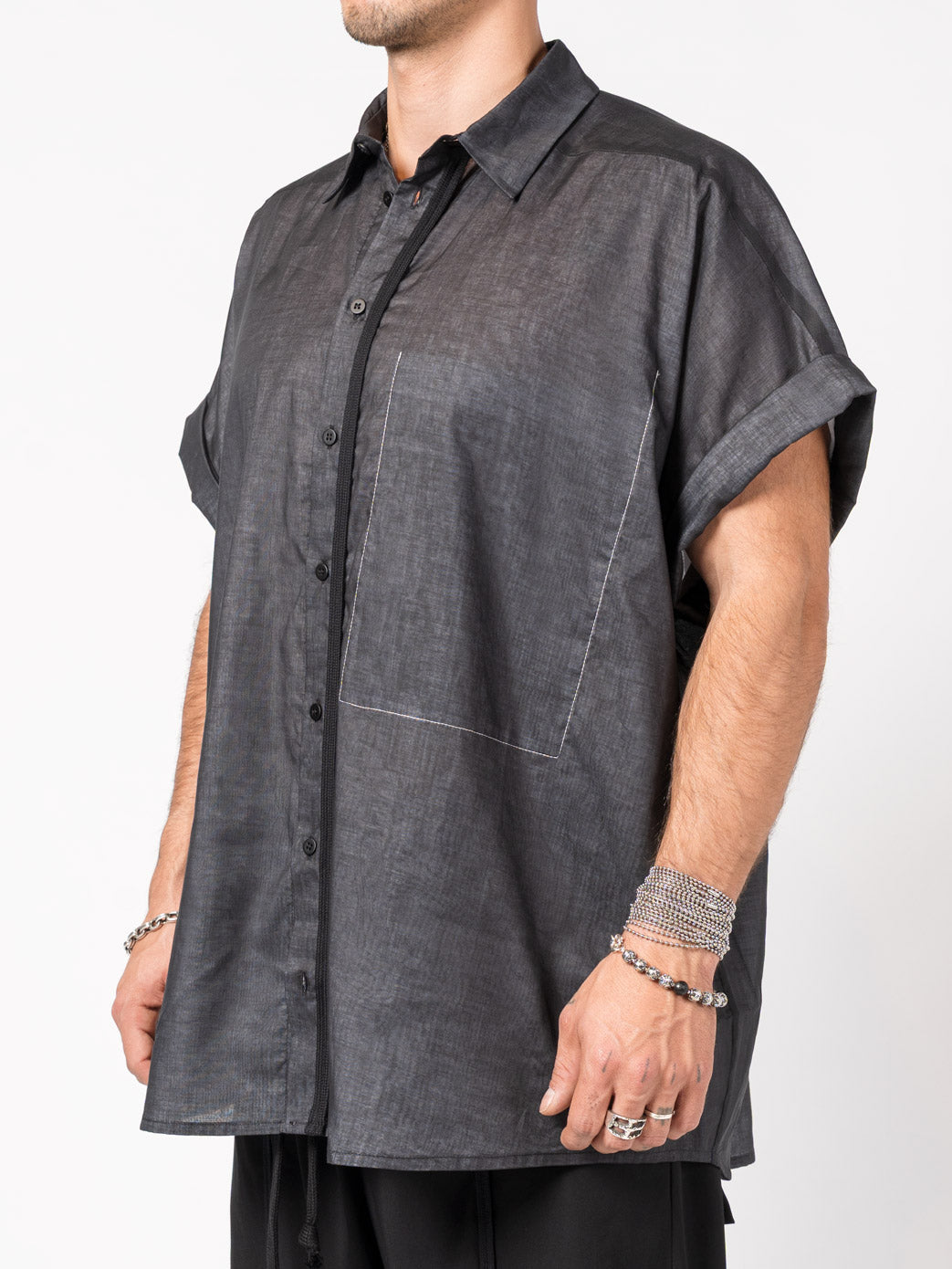 Oversized Sheer Cotton Shirt - INN7