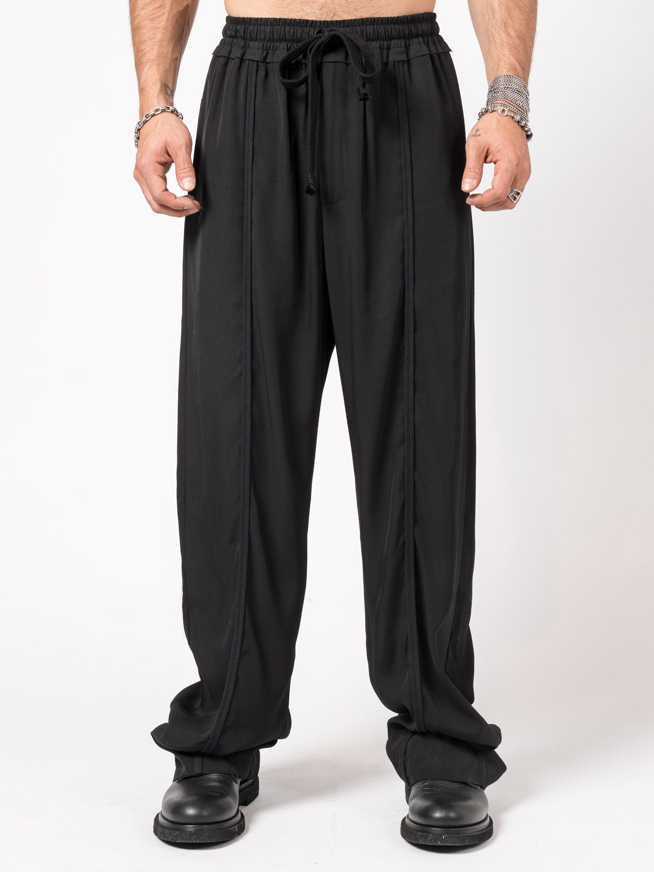 Wide-Leg Viscose Drawstring Pants - INN7