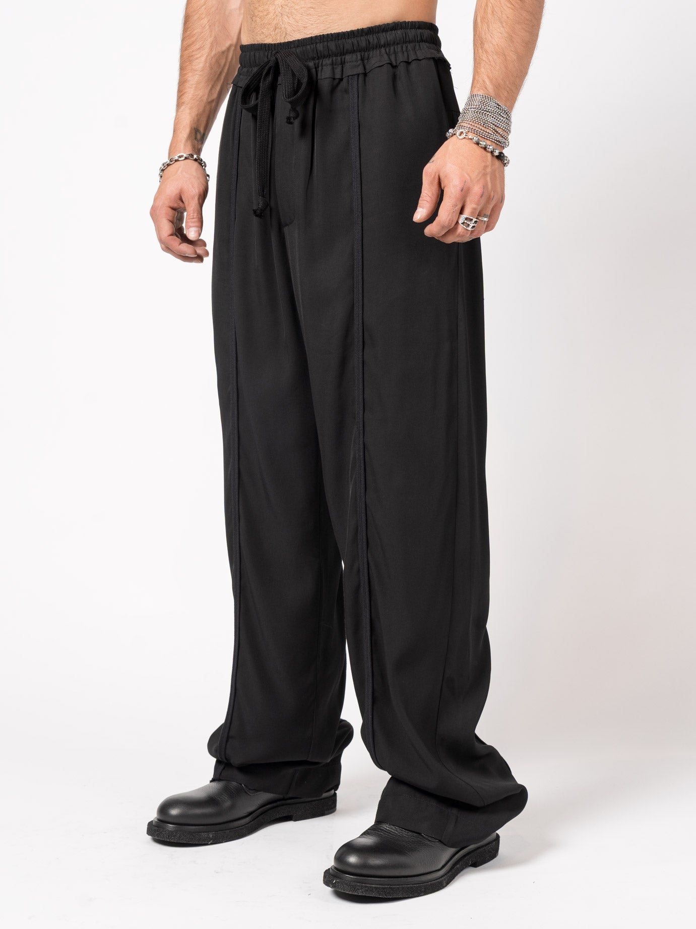 Wide-Leg Viscose Drawstring Pants - INN7