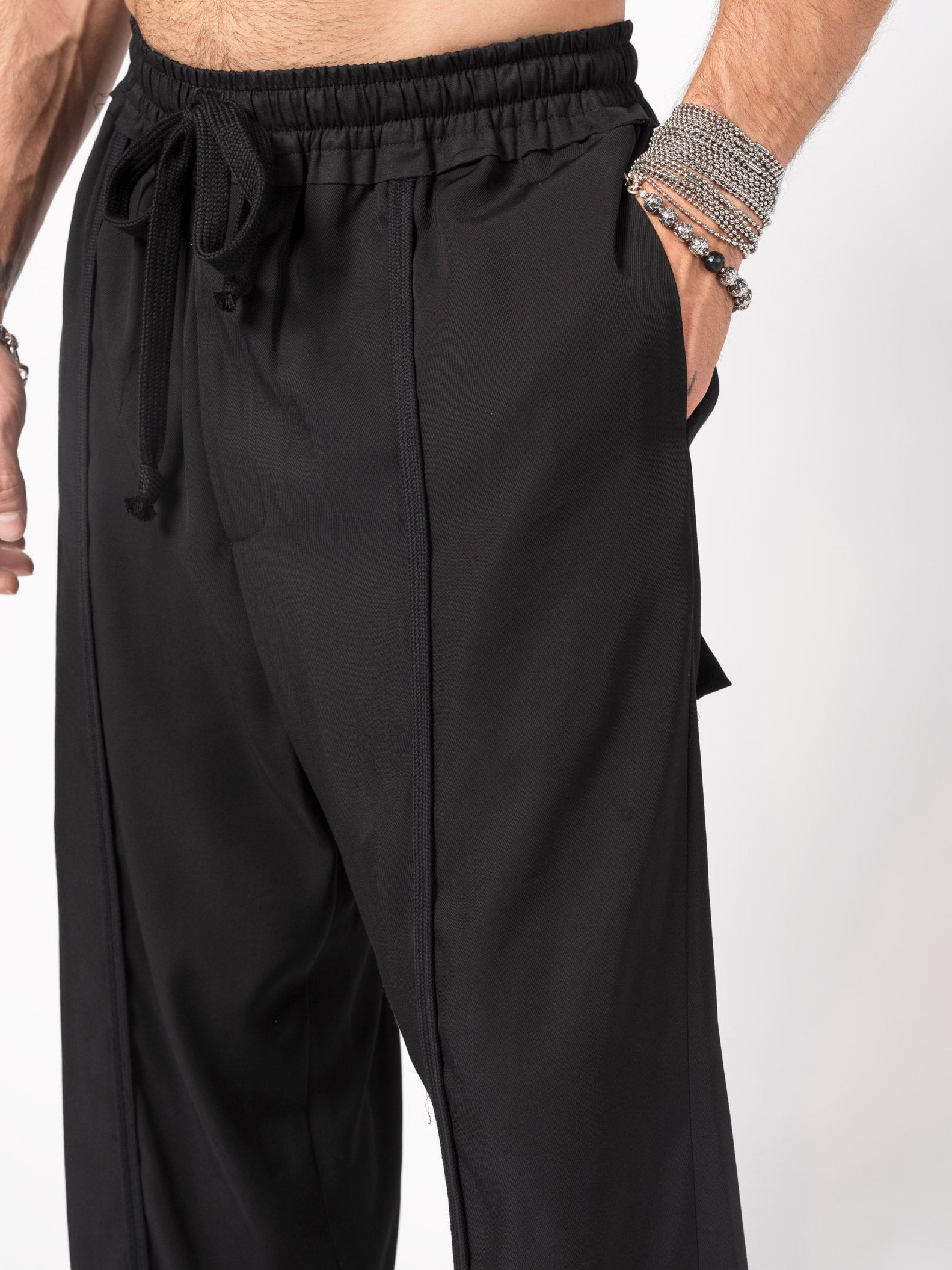 Wide-Leg Viscose Drawstring Pants - INN7