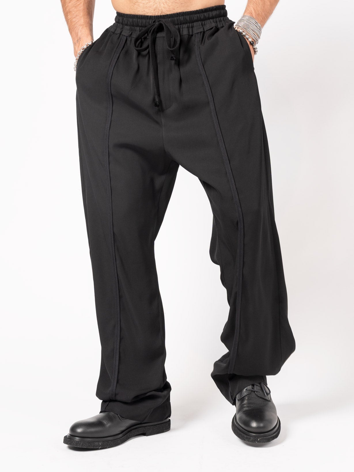 Wide-Leg Viscose Drawstring Pants - INN7