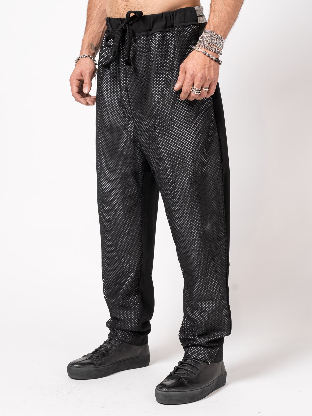Mesh-Layered Drawstring Pants - INN7