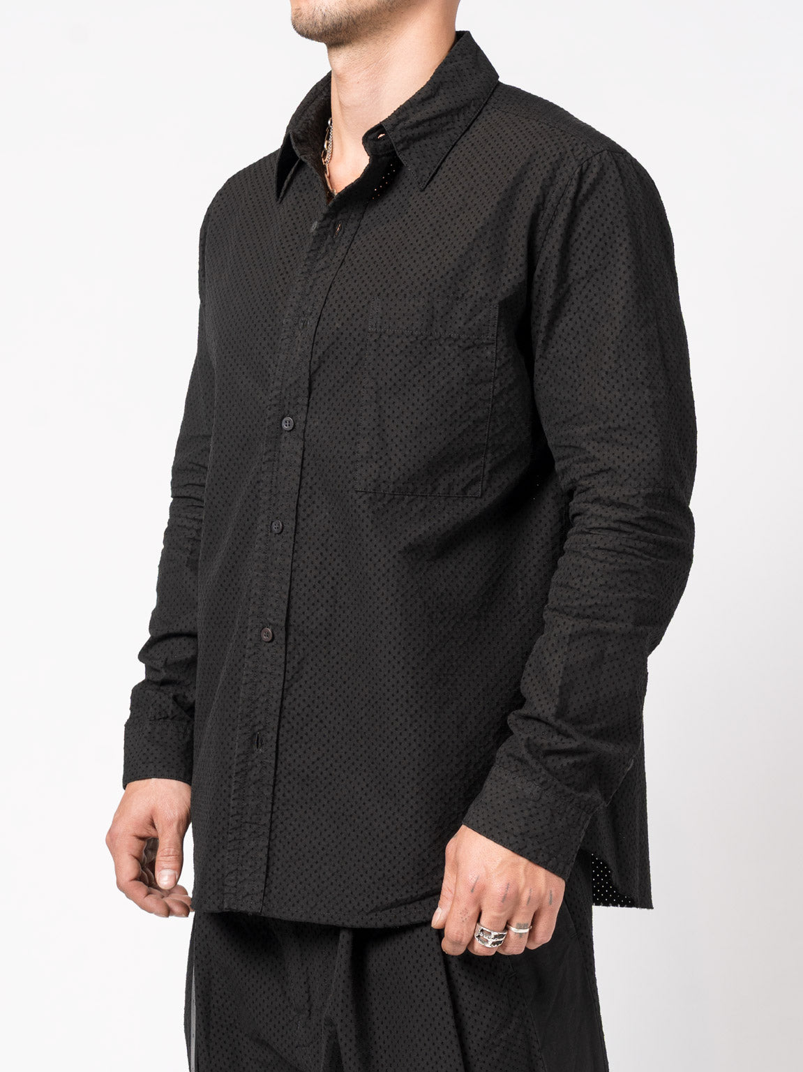 Perforated Button-Up Shirt - INN7