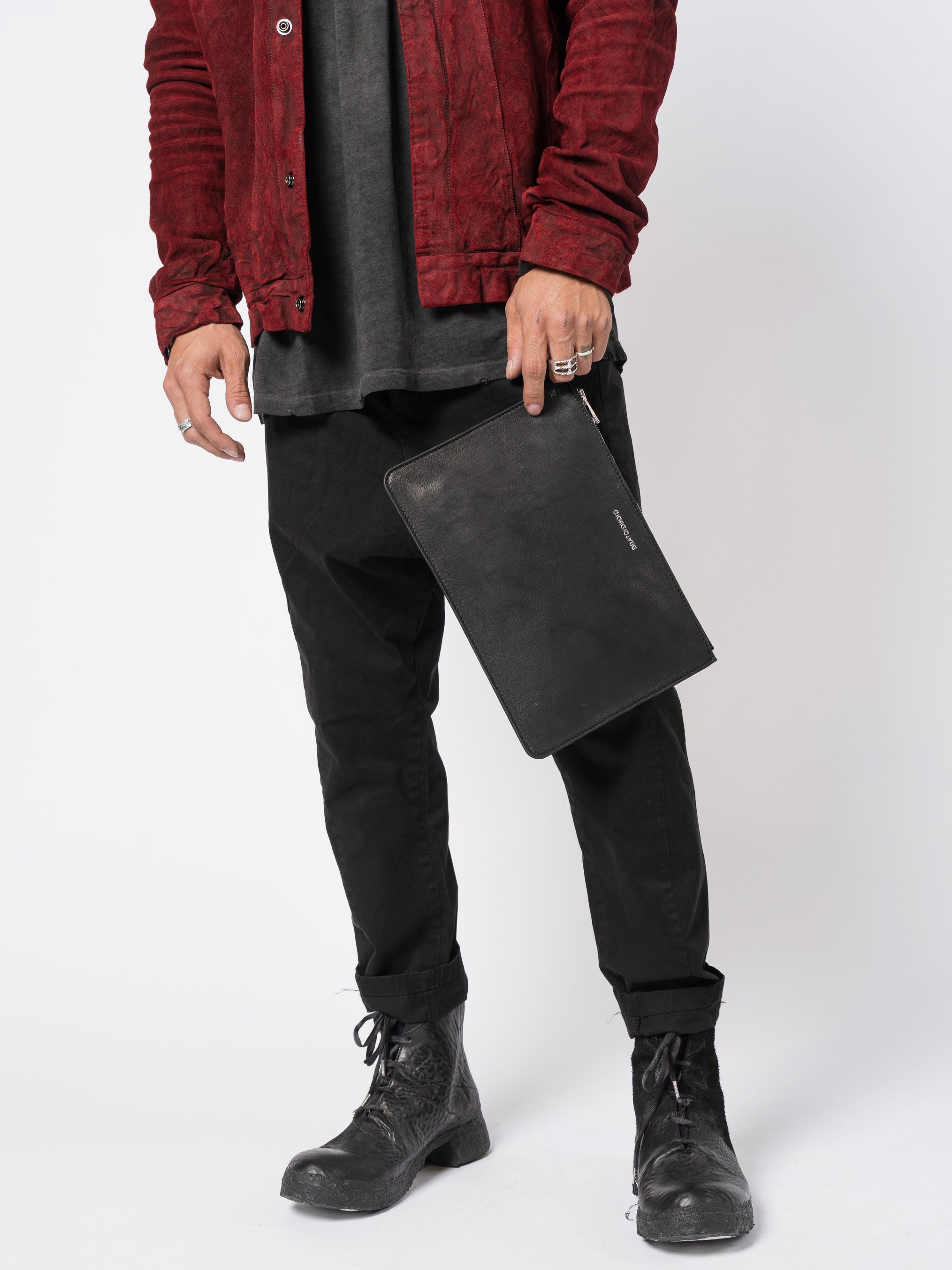 Leather Zipped Clutch