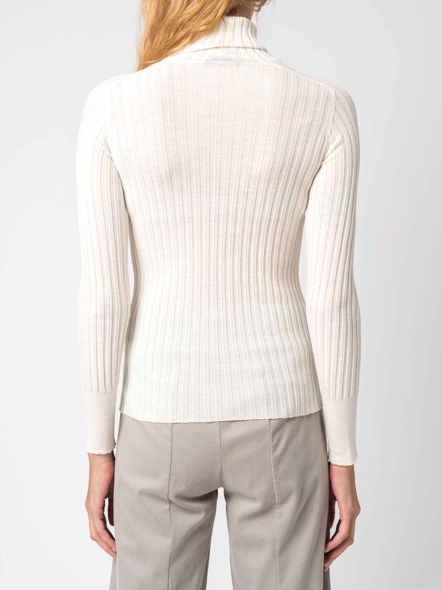 Turtleneck Ribbed Extrafine Wool Knit - INN7