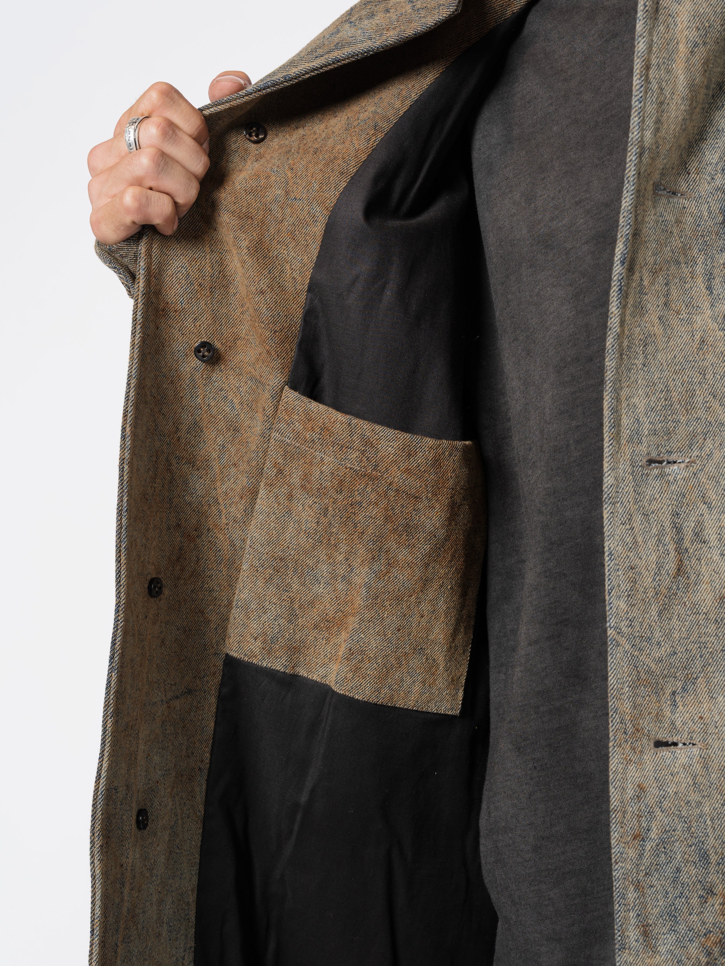 Textured Cotton Long Coat