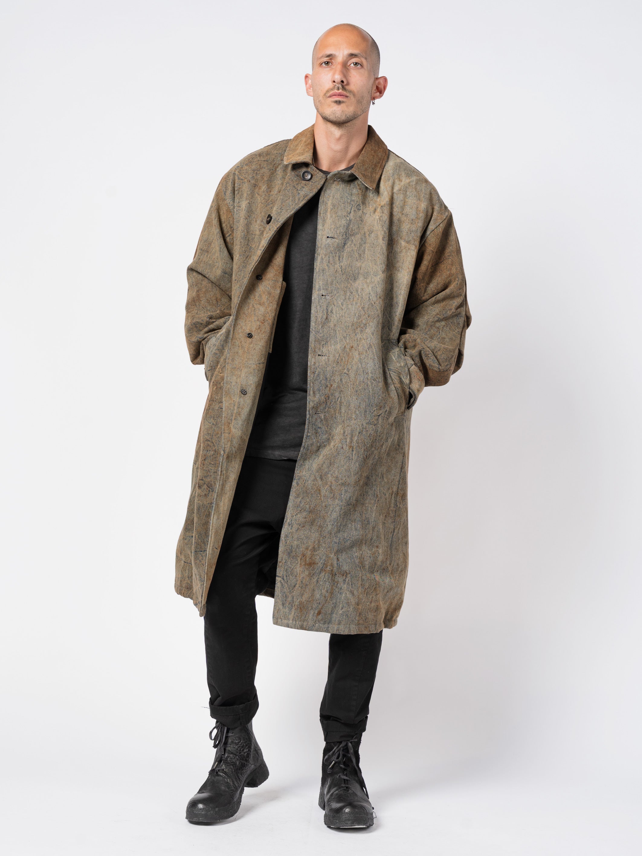Textured Cotton Long Coat
