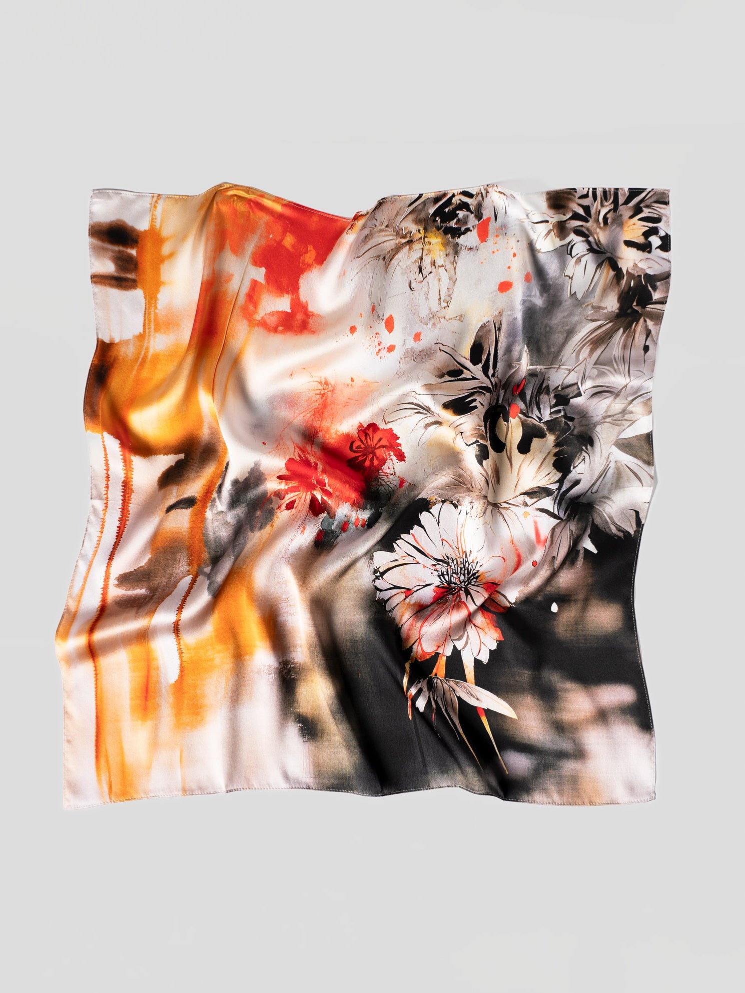Silk Satin Scarf with Double-Sided Print - INN7