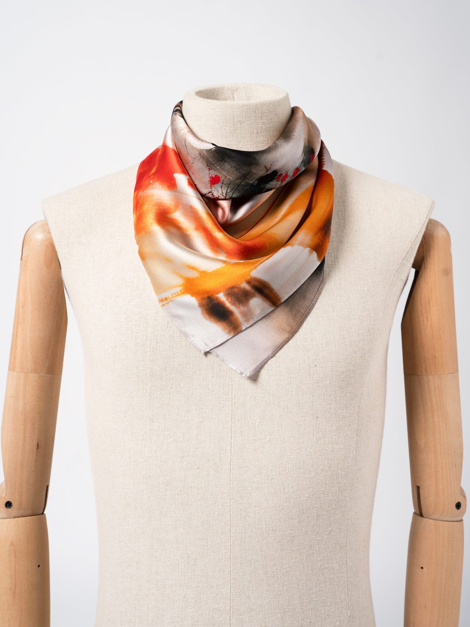 Silk Satin Scarf with Double-Sided Print - INN7