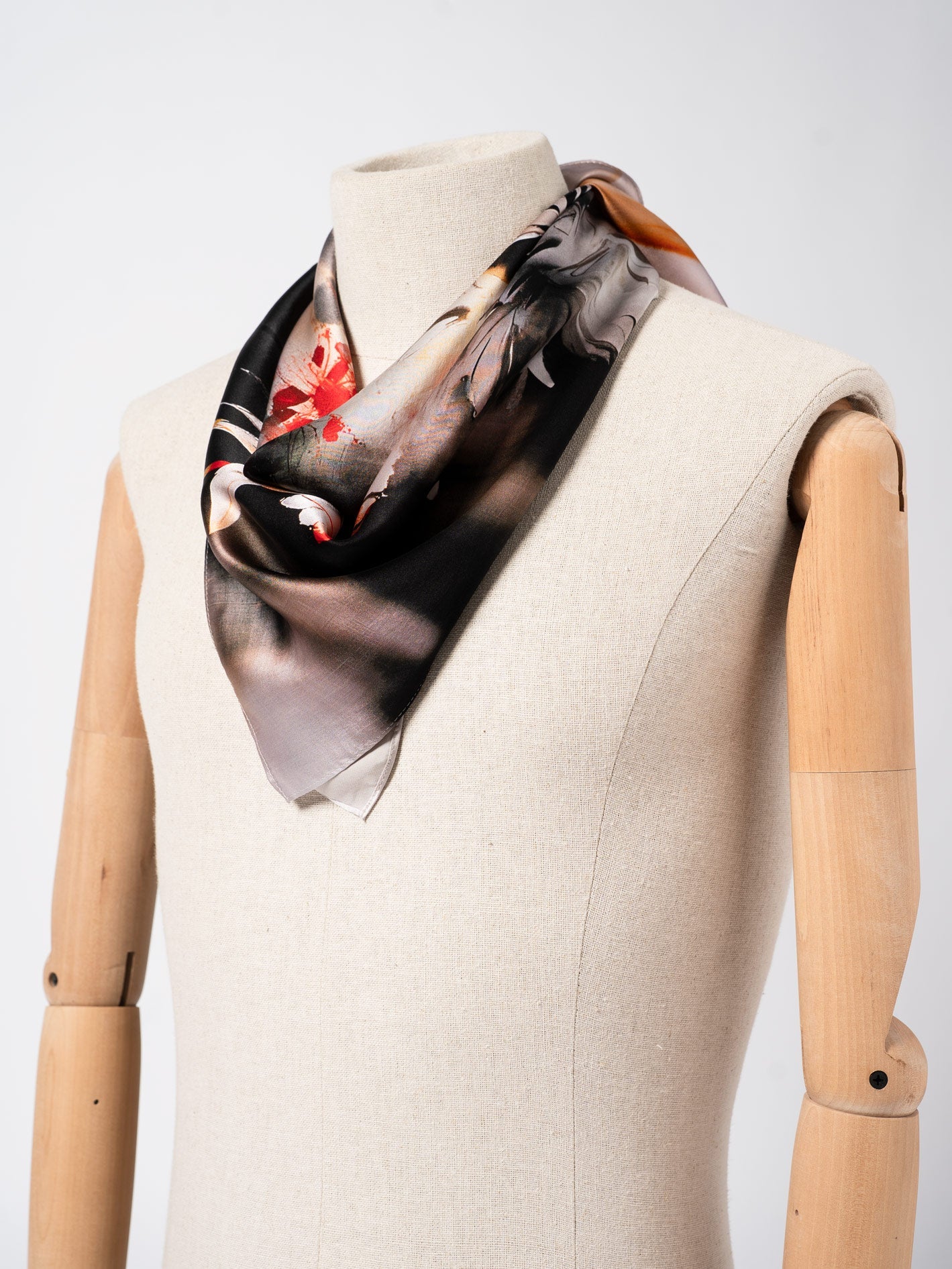 Silk Satin Scarf with Double-Sided Print - INN7