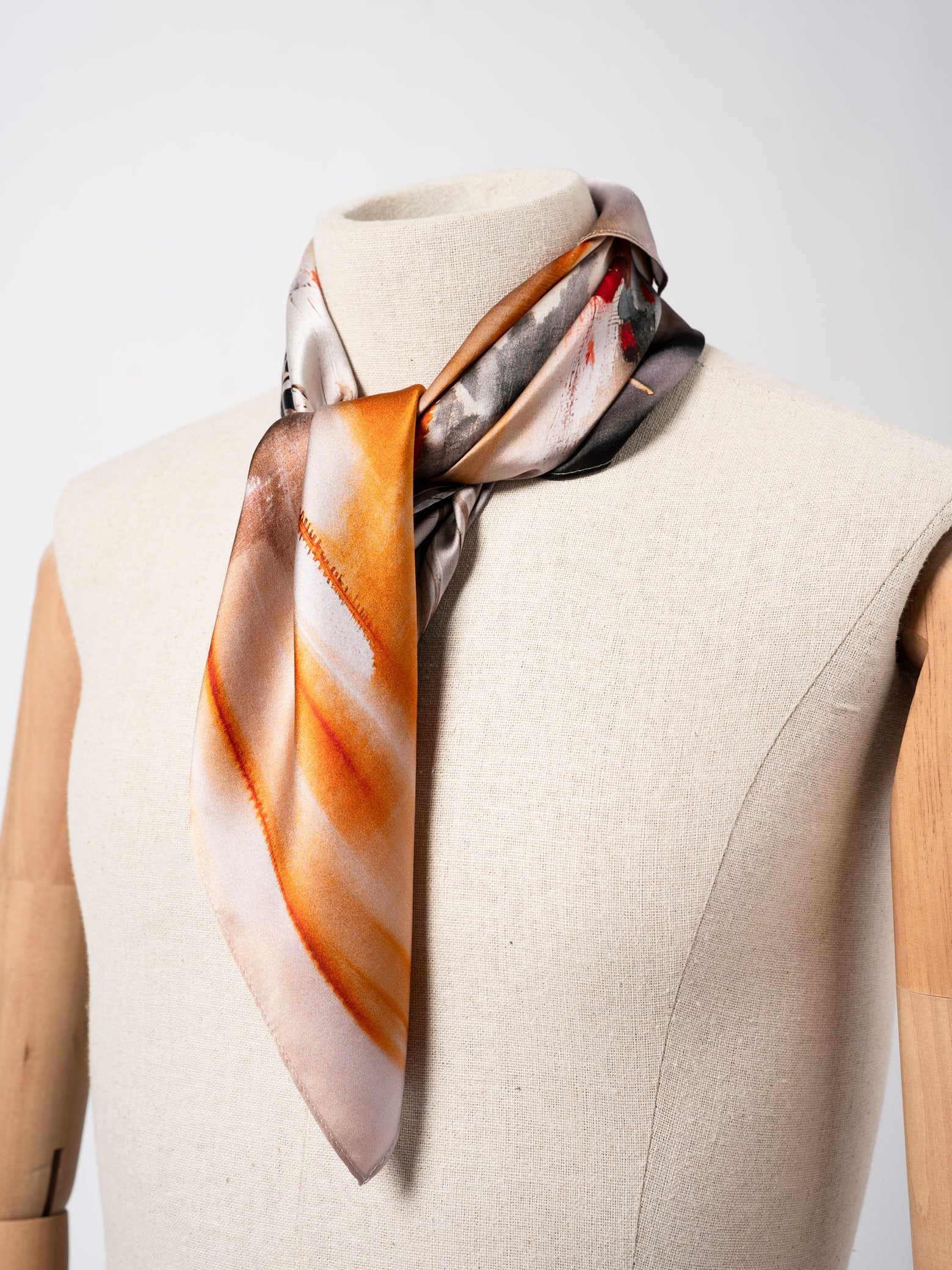Silk Satin Scarf with Double-Sided Print - INN7
