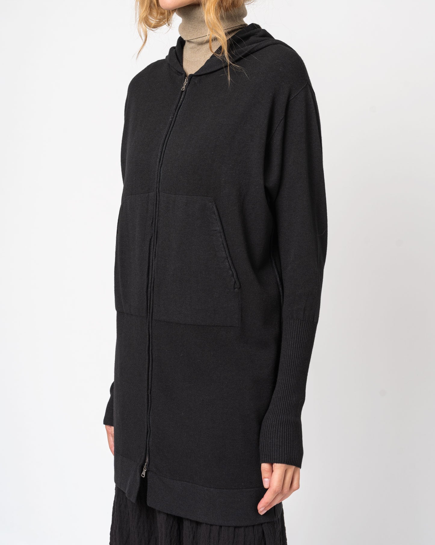 Viscose and Wool Zipped Maxi Hoodie - INN7