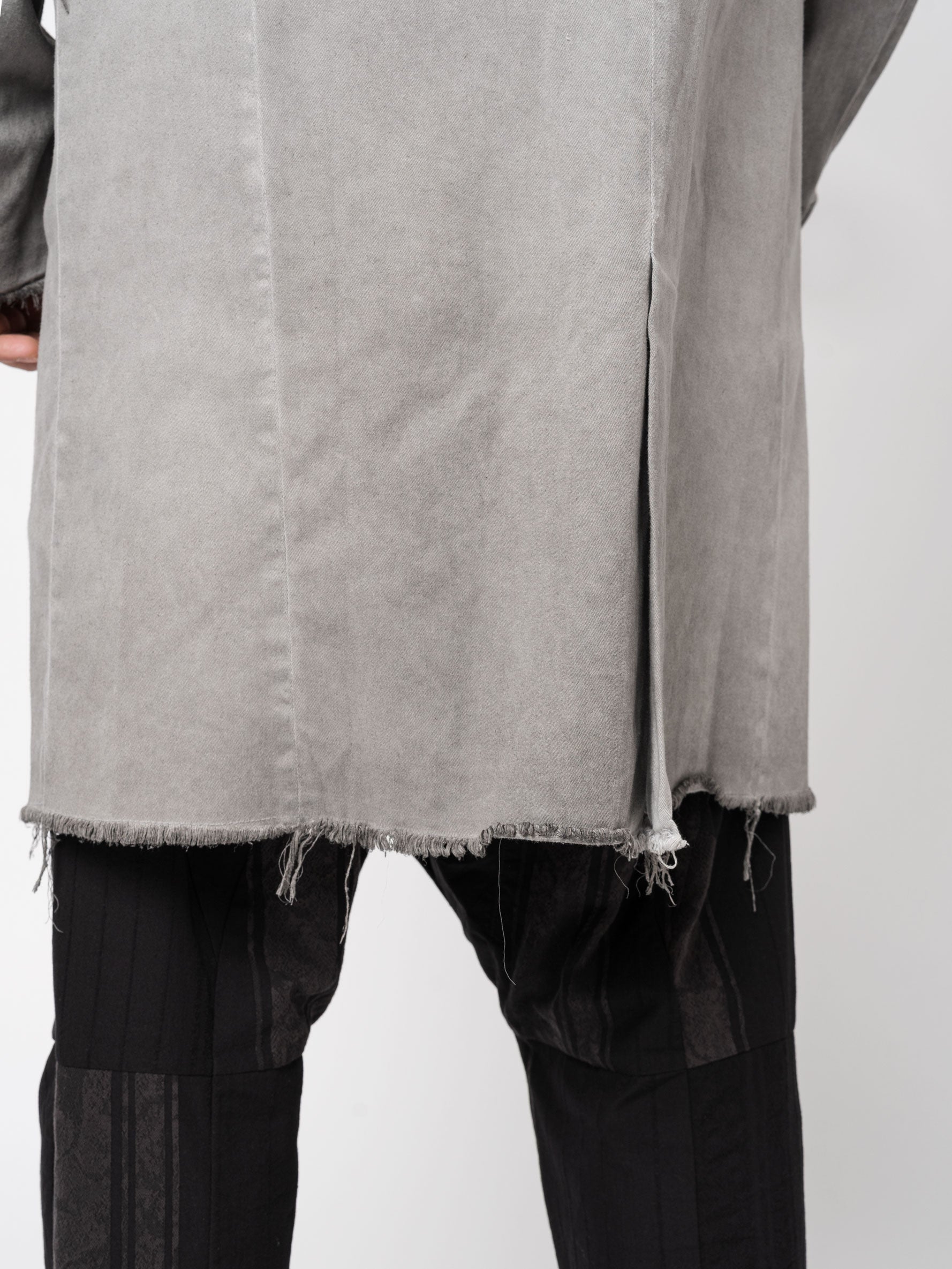 Long Frayed Edge Button-Up Jacket - INN7