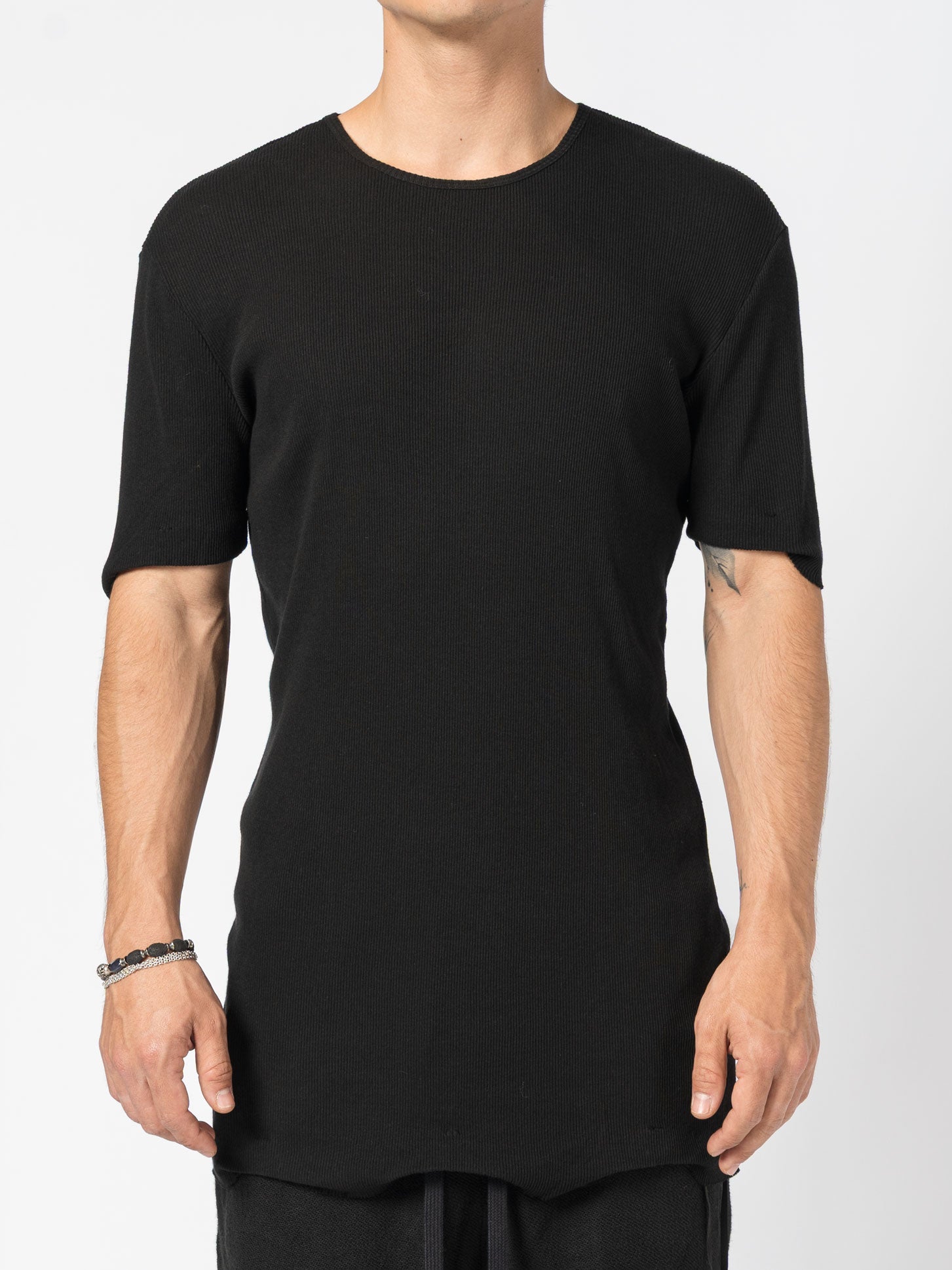 Ribbed Cotton Elongated Tee - INN7