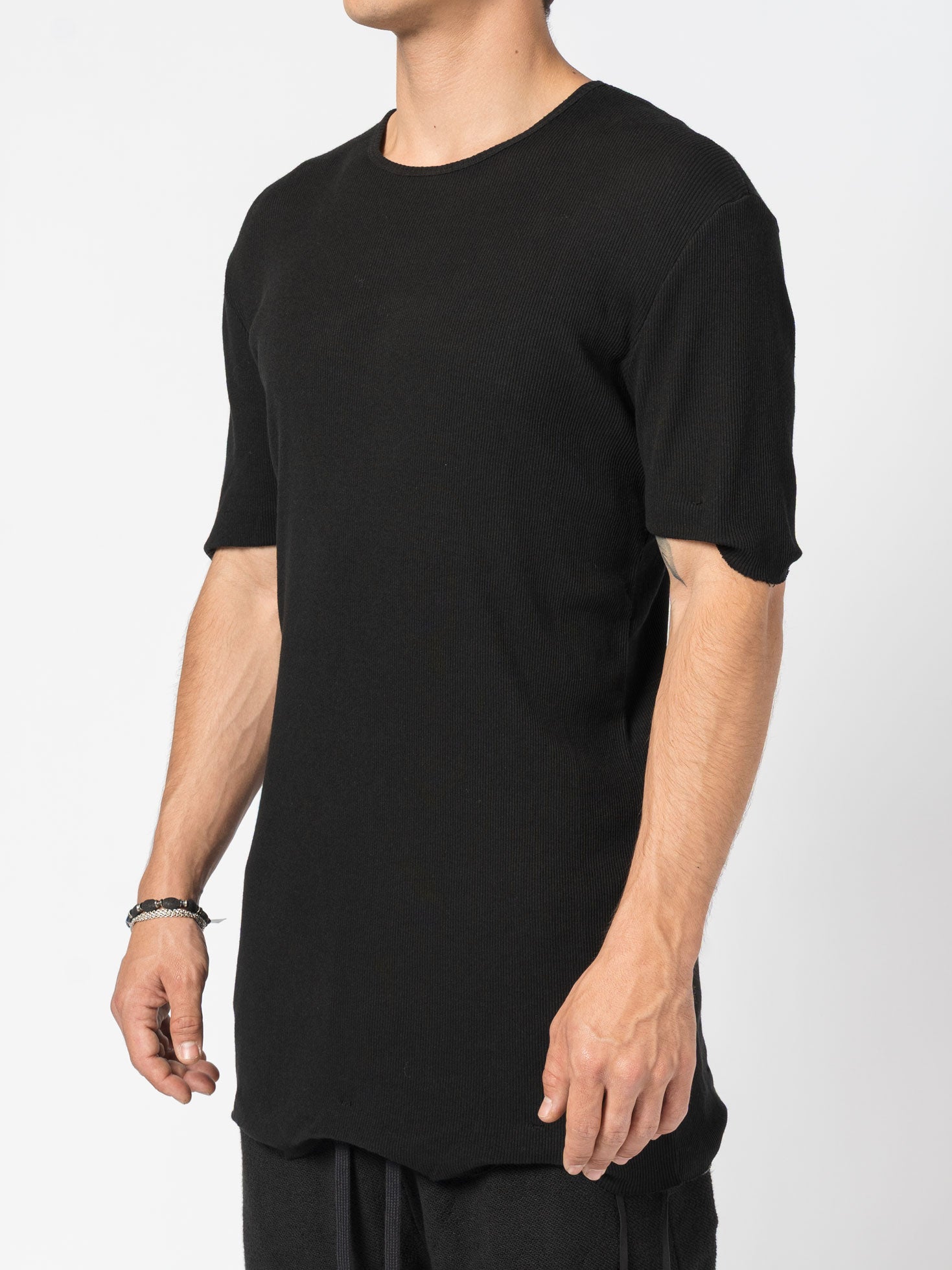 Ribbed Cotton Elongated Tee