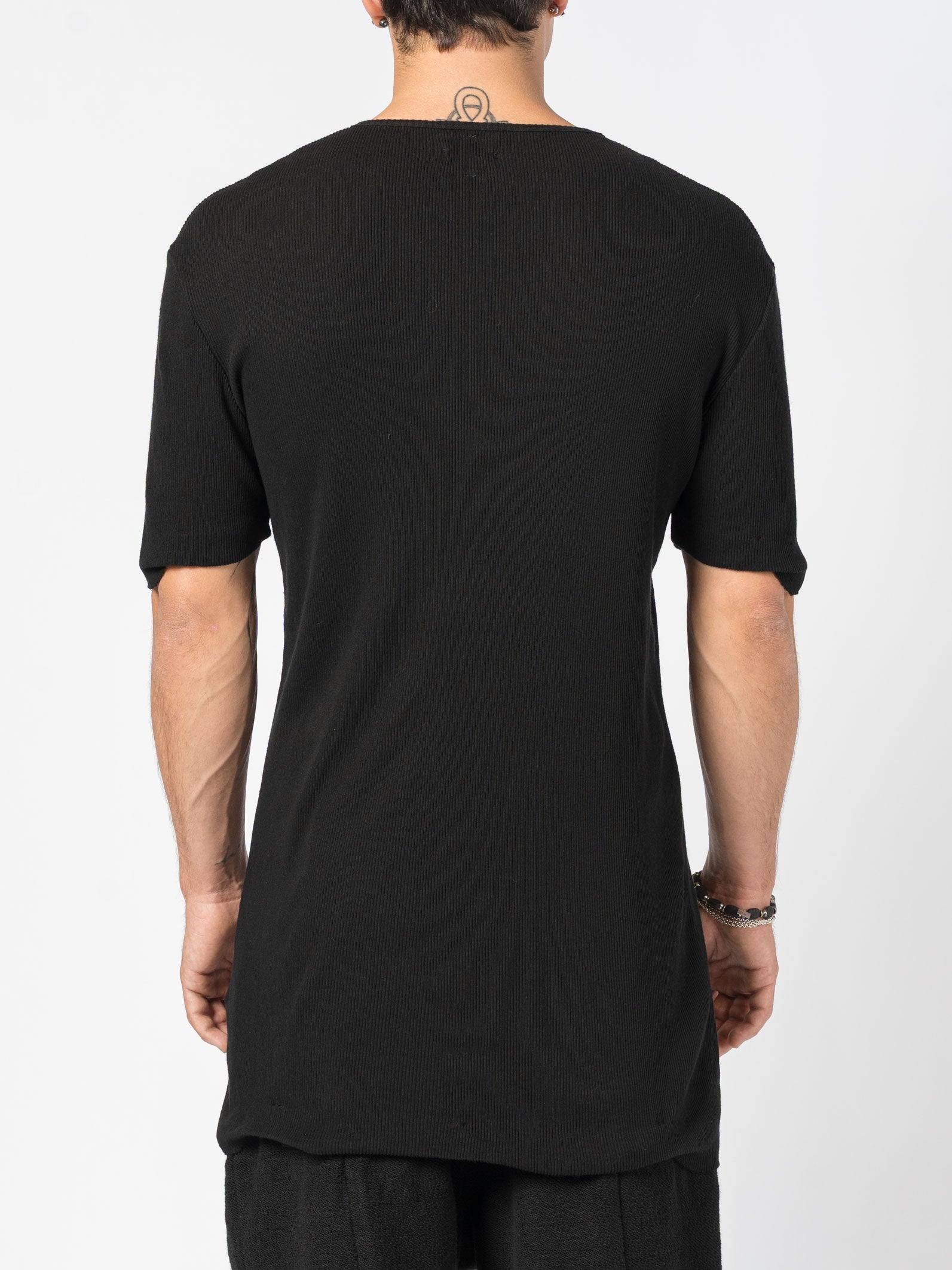 Ribbed Cotton Elongated Tee