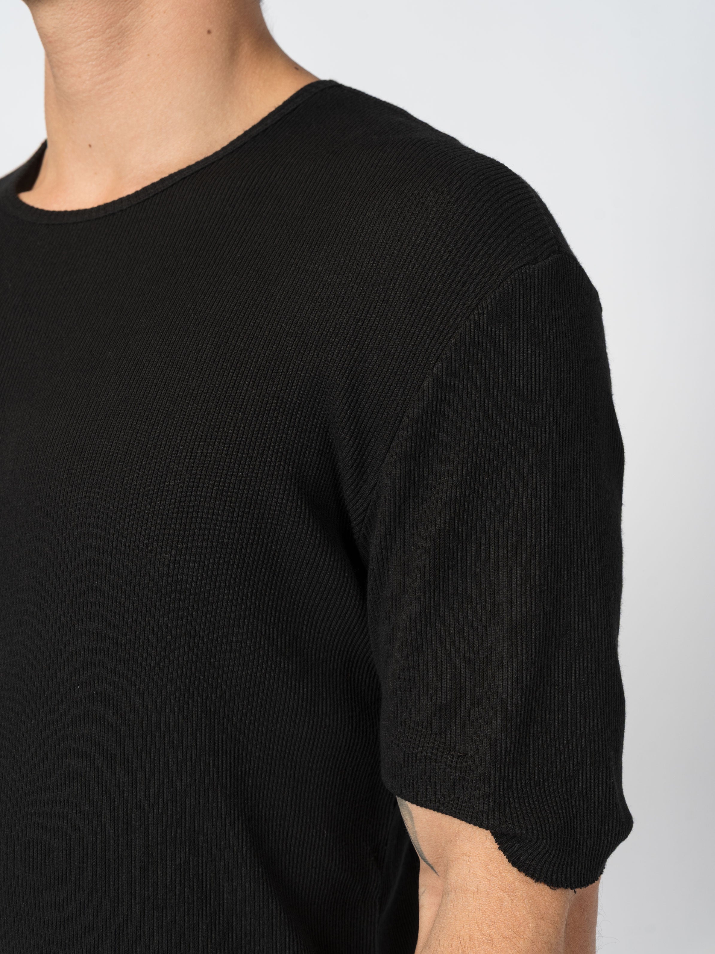 Ribbed Cotton Elongated Tee