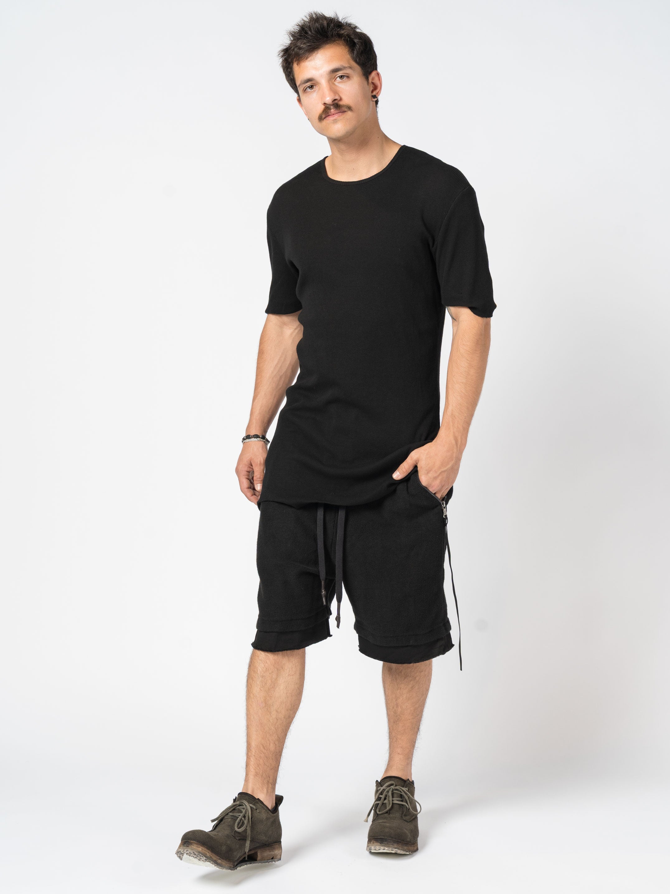 Ribbed Cotton Elongated Tee - INN7