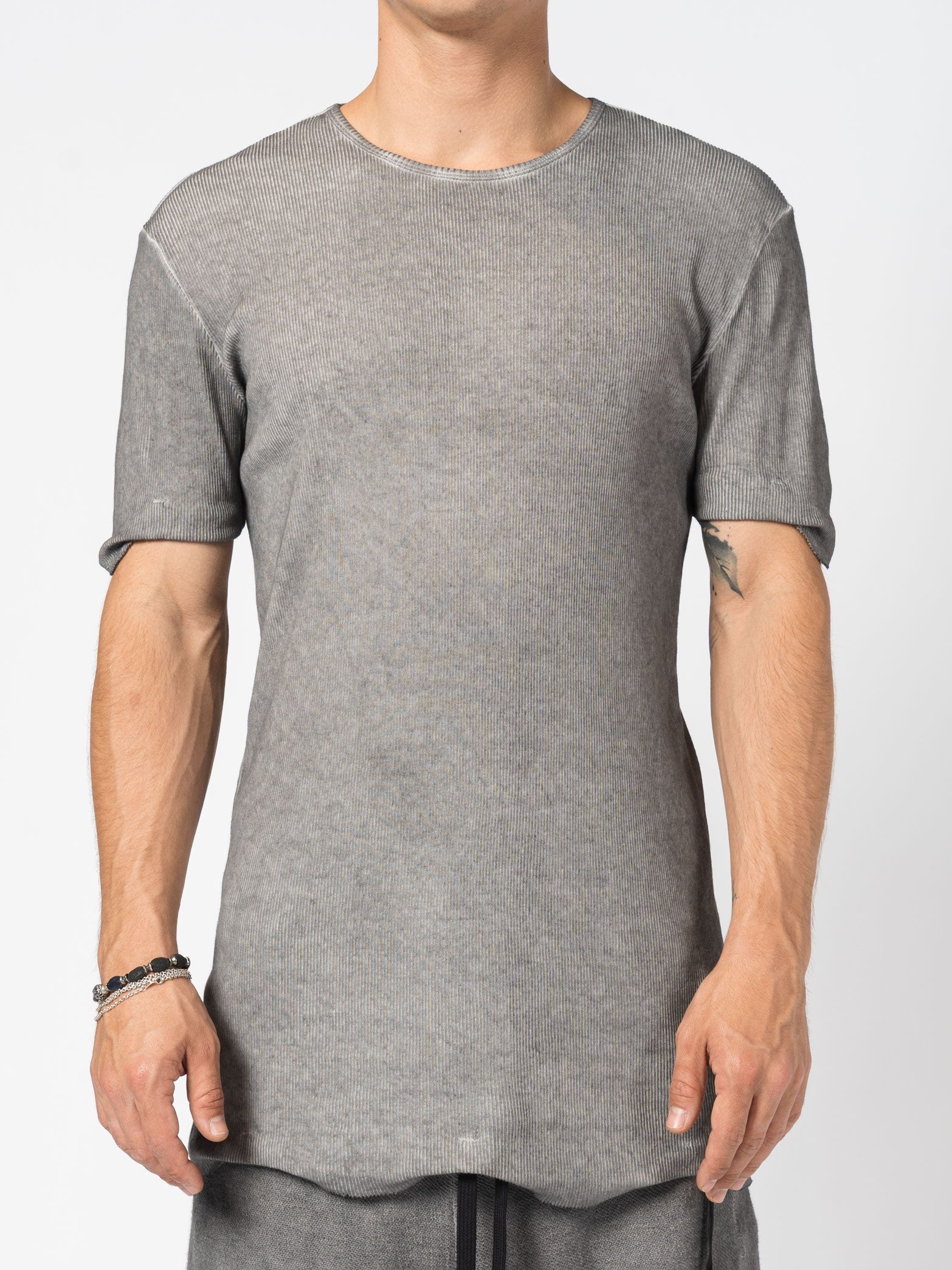 Ribbed Cotton Elongated Tee - INN7