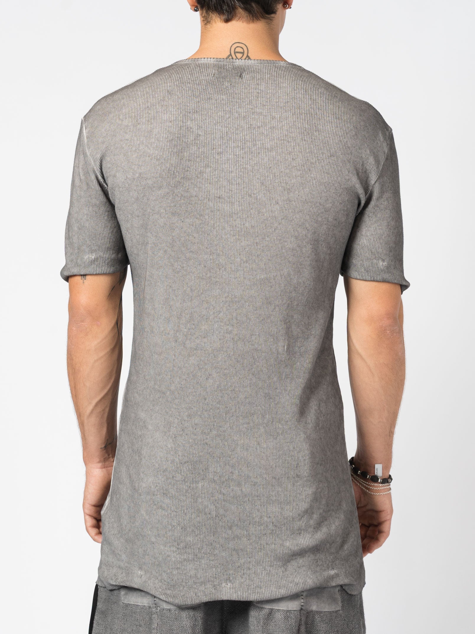 Ribbed Cotton Elongated Tee - INN7