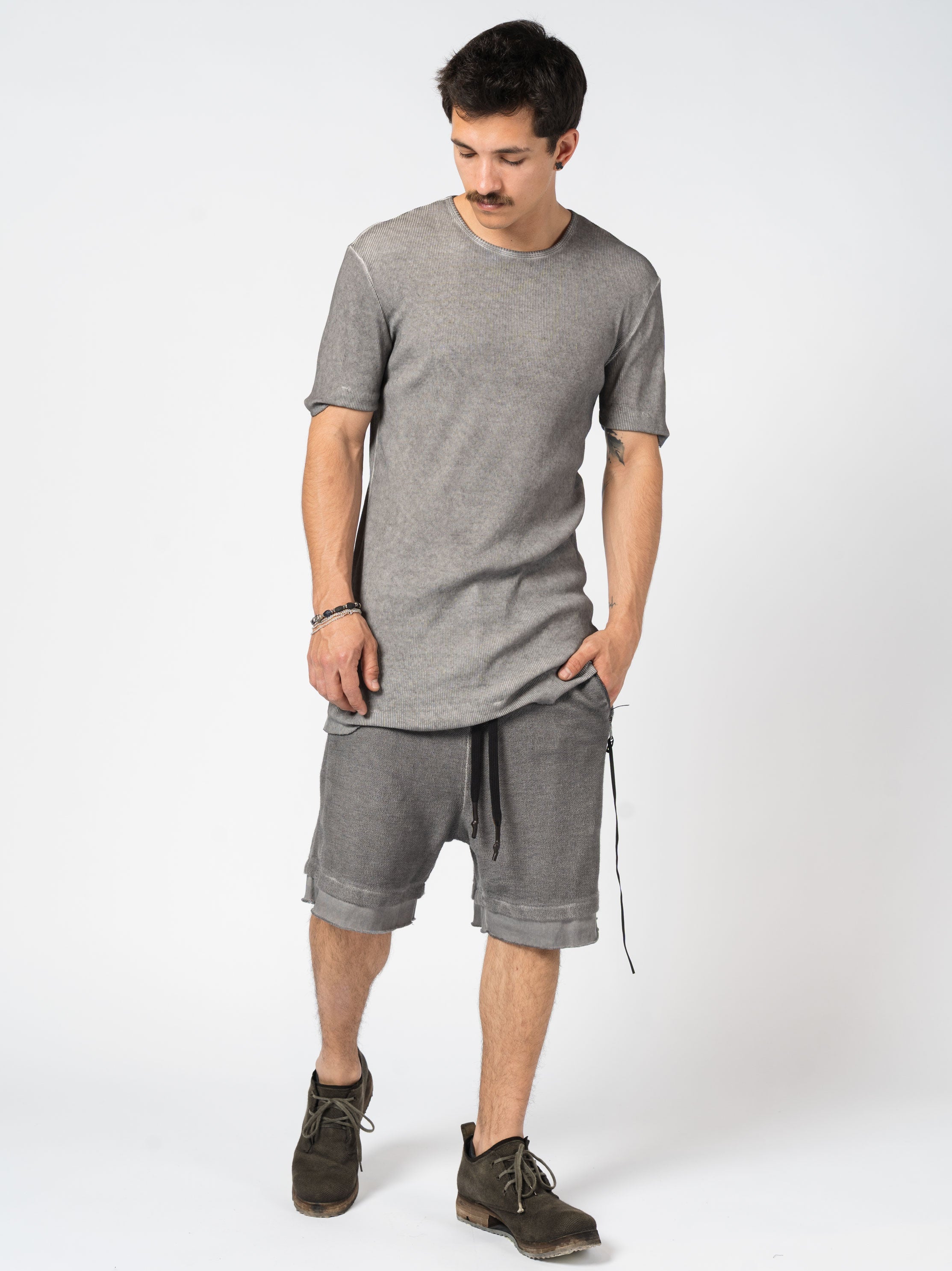 Ribbed Cotton Elongated Tee - INN7