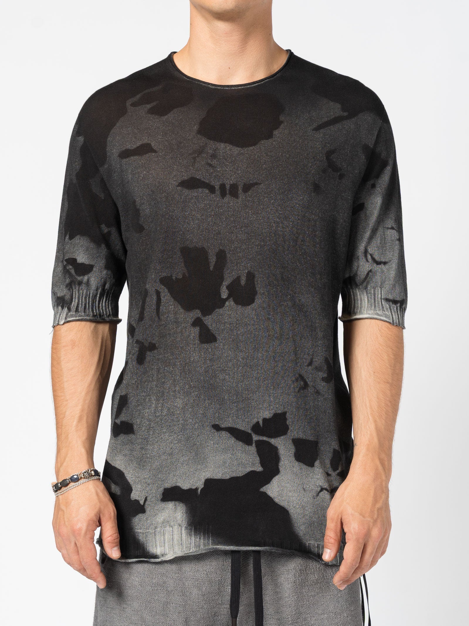 Crewneck Knit Tee with Abstract Dye - INN7