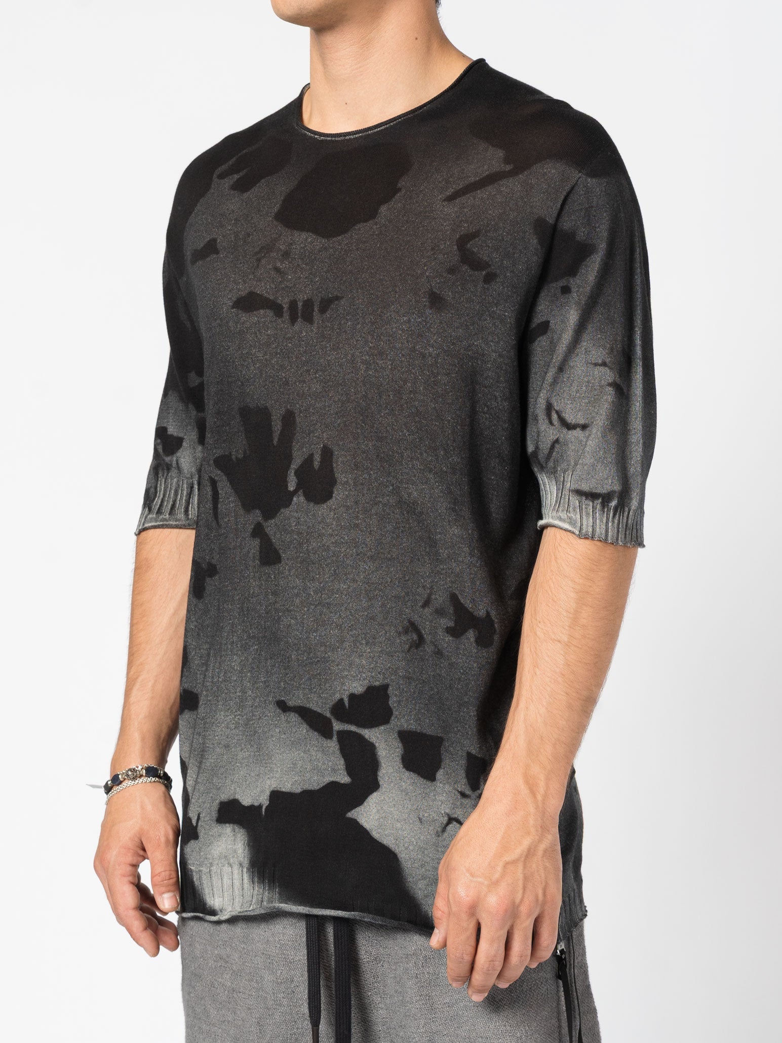 Crewneck Knit Tee with Abstract Dye - INN7