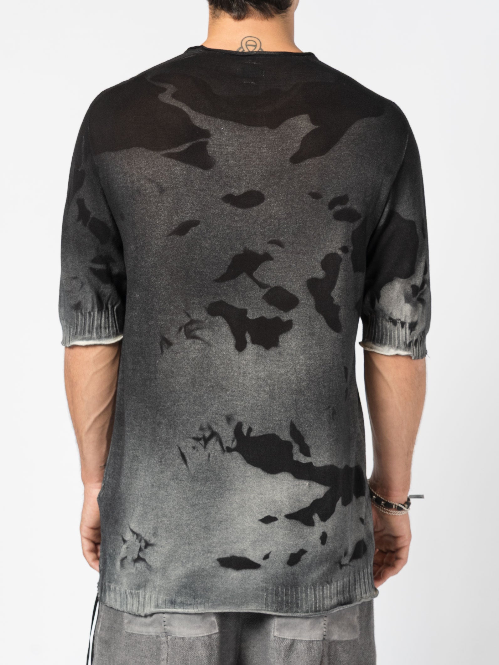 Crewneck Knit Tee with Abstract Dye - INN7