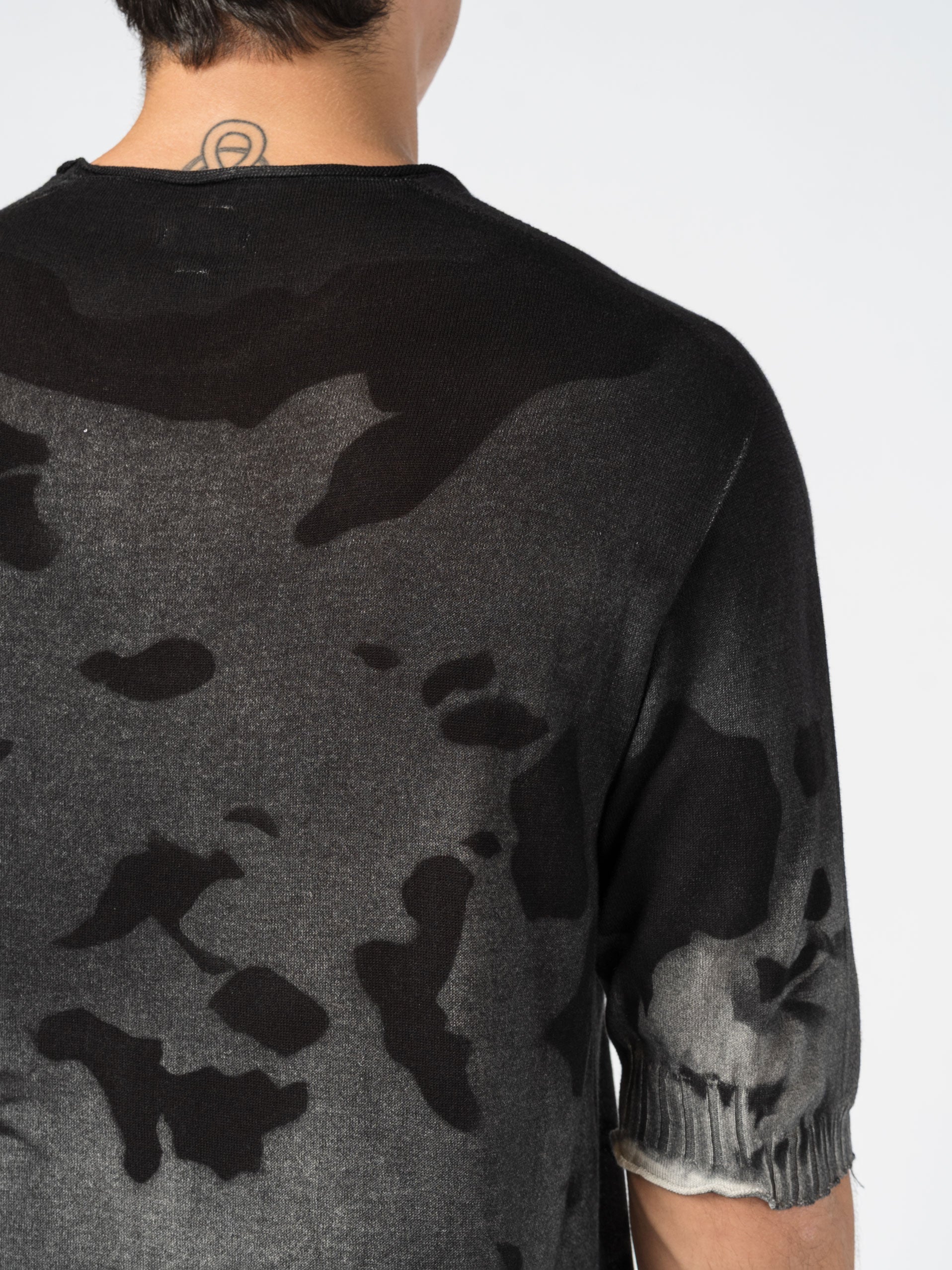 Crewneck Knit Tee with Abstract Dye - INN7