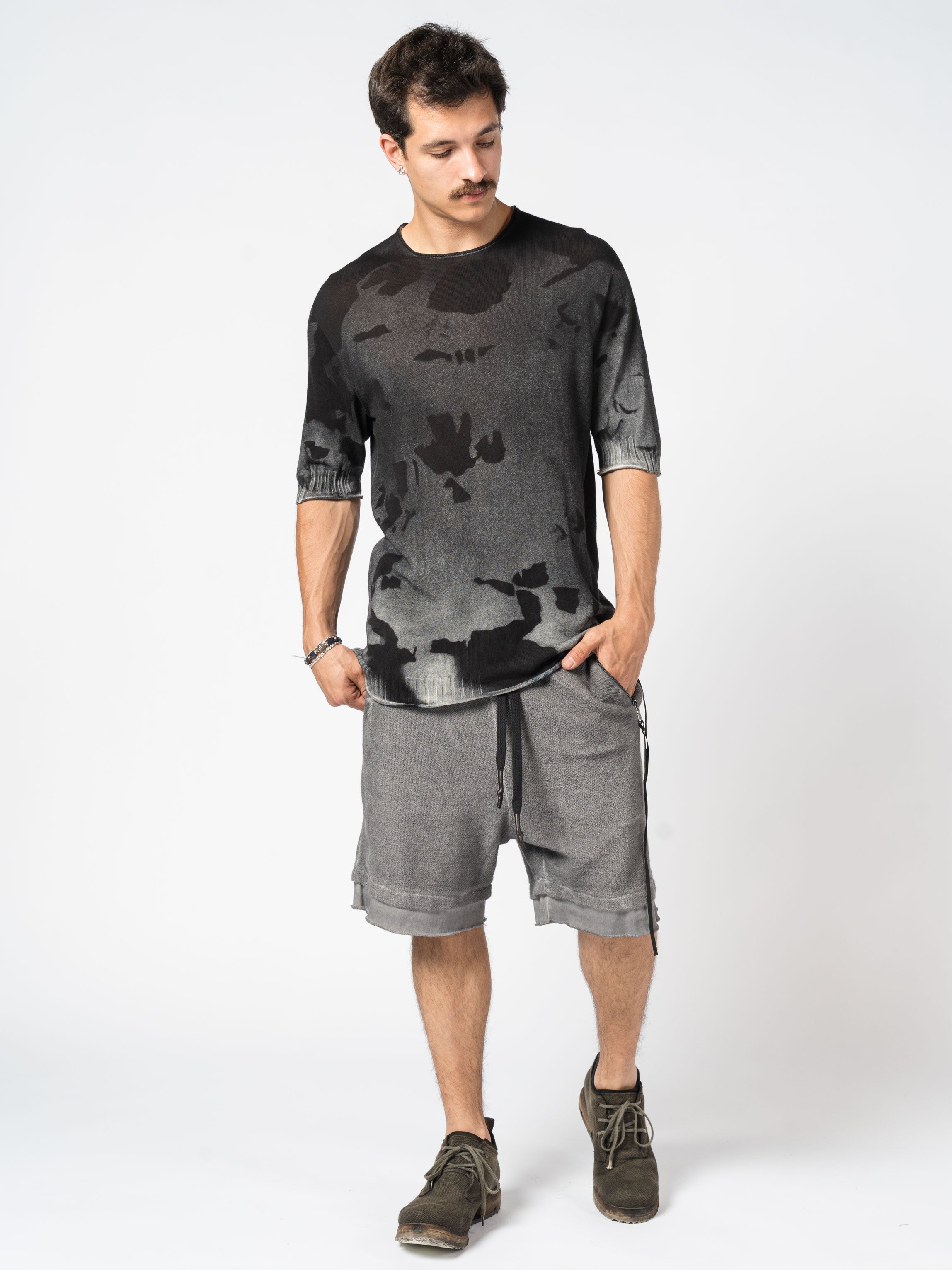 Crewneck Knit Tee with Abstract Dye - INN7