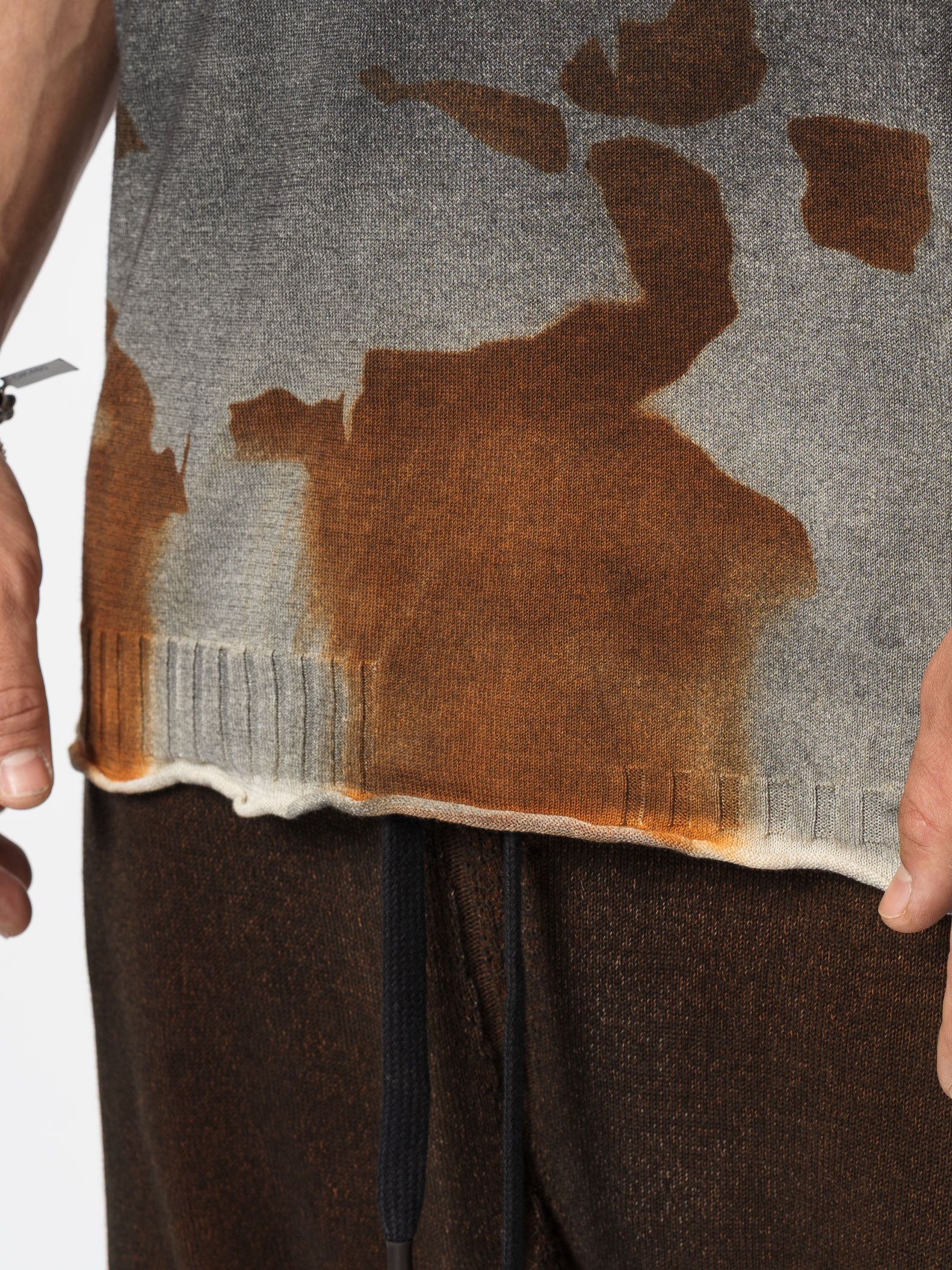 Crewneck Knit Tee with Abstract Dye