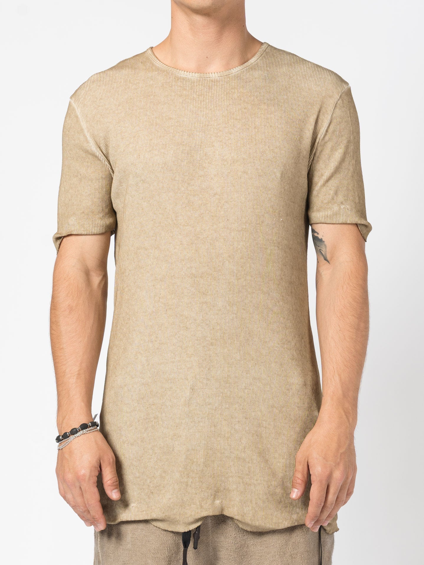 Ribbed Cotton Elongated Tee