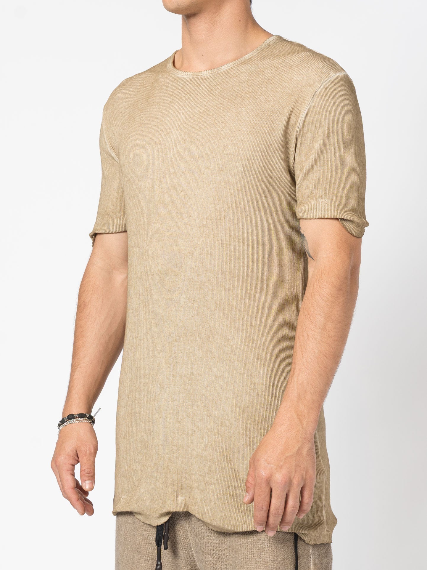 Ribbed Cotton Elongated Tee