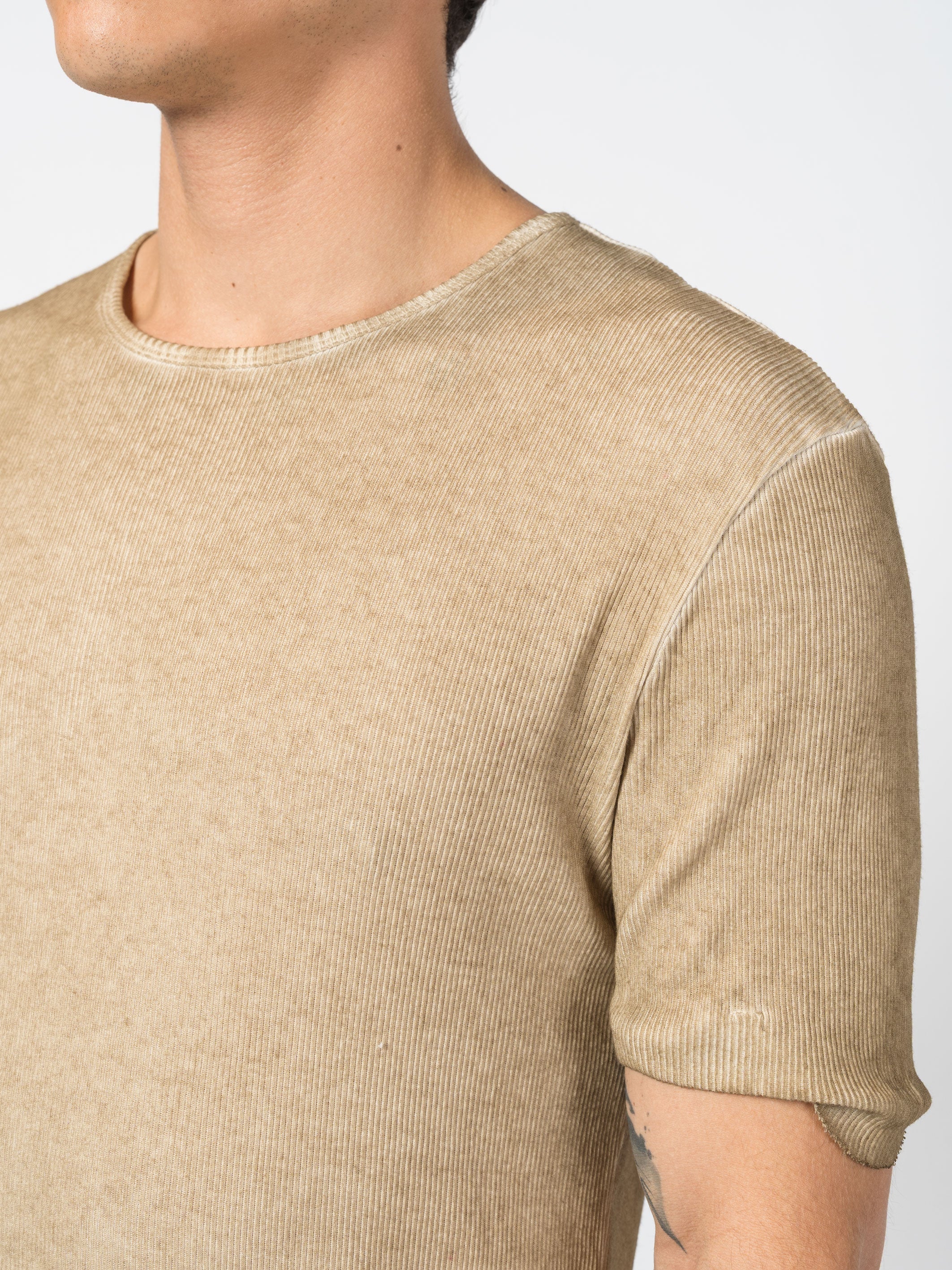 Ribbed Cotton Elongated Tee