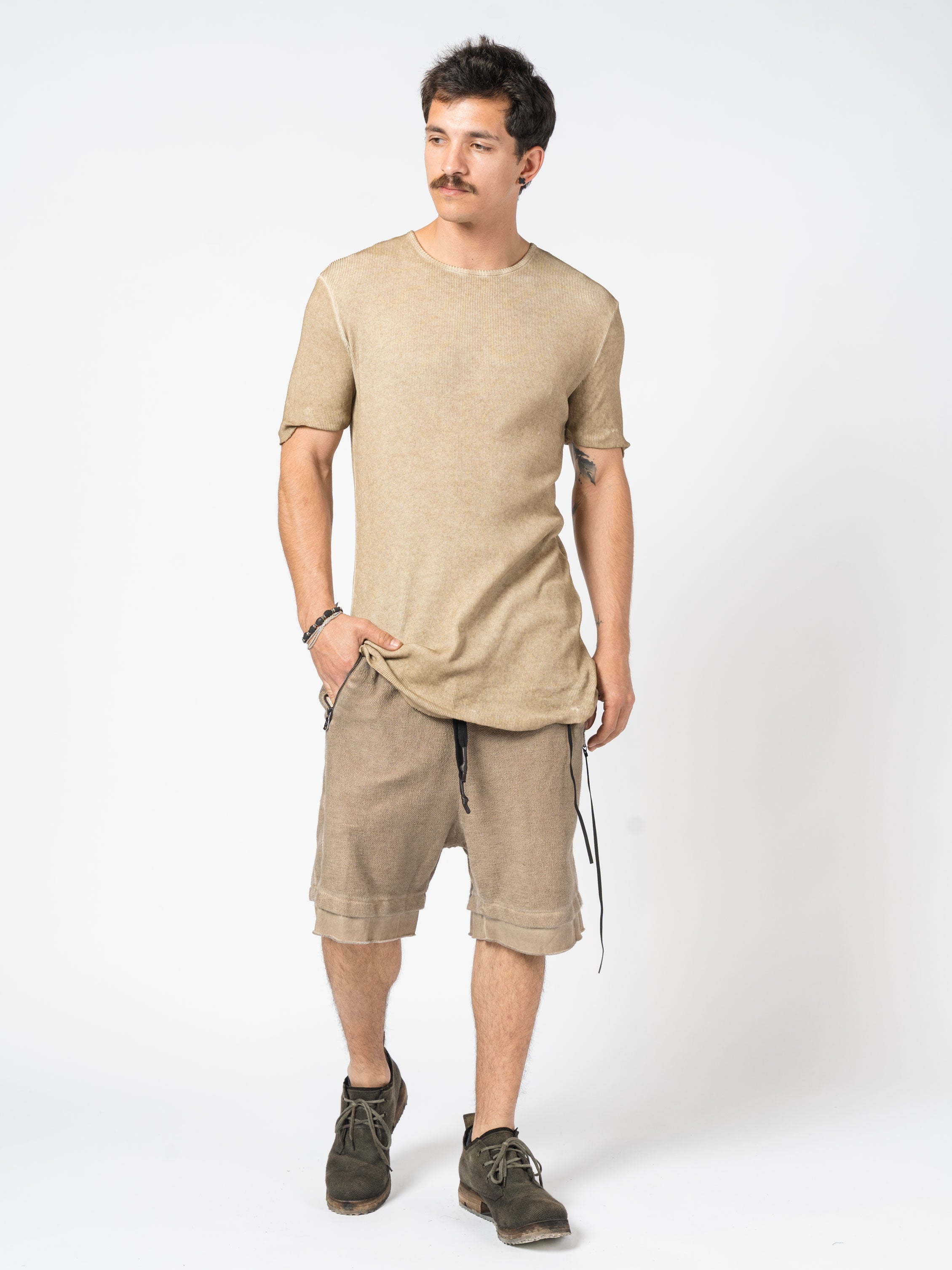 Ribbed Cotton Elongated Tee