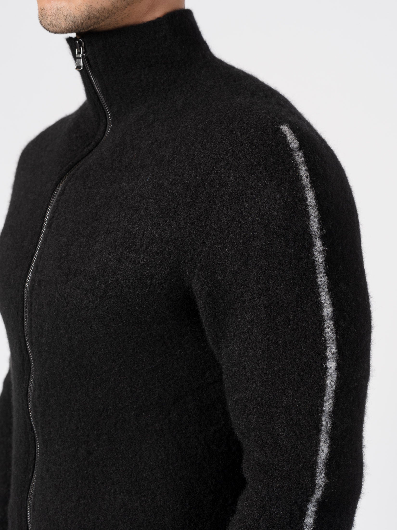 Brushed Cashmere Silk Zip Cardigan