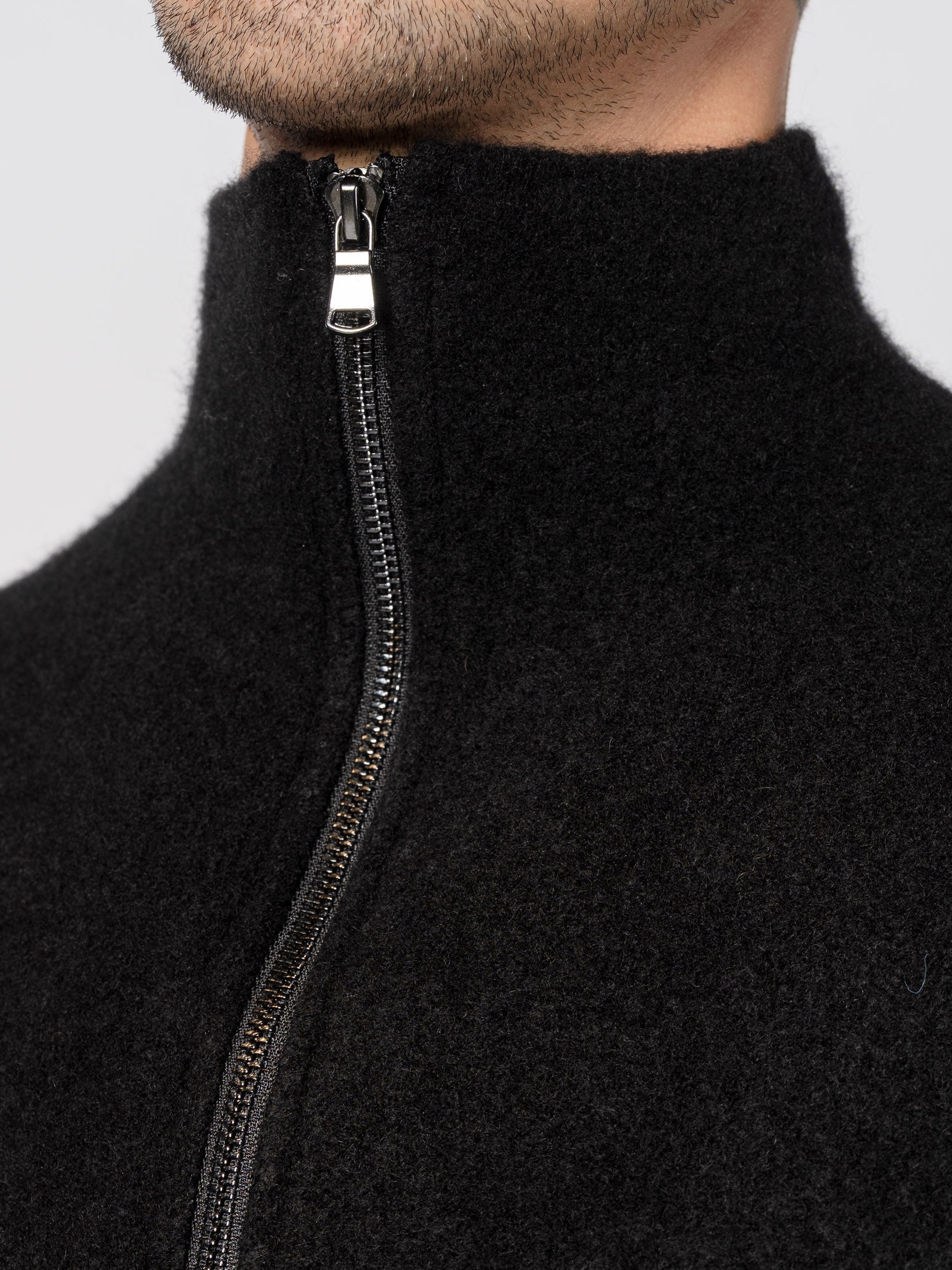 Brushed Cashmere Silk Zip Cardigan