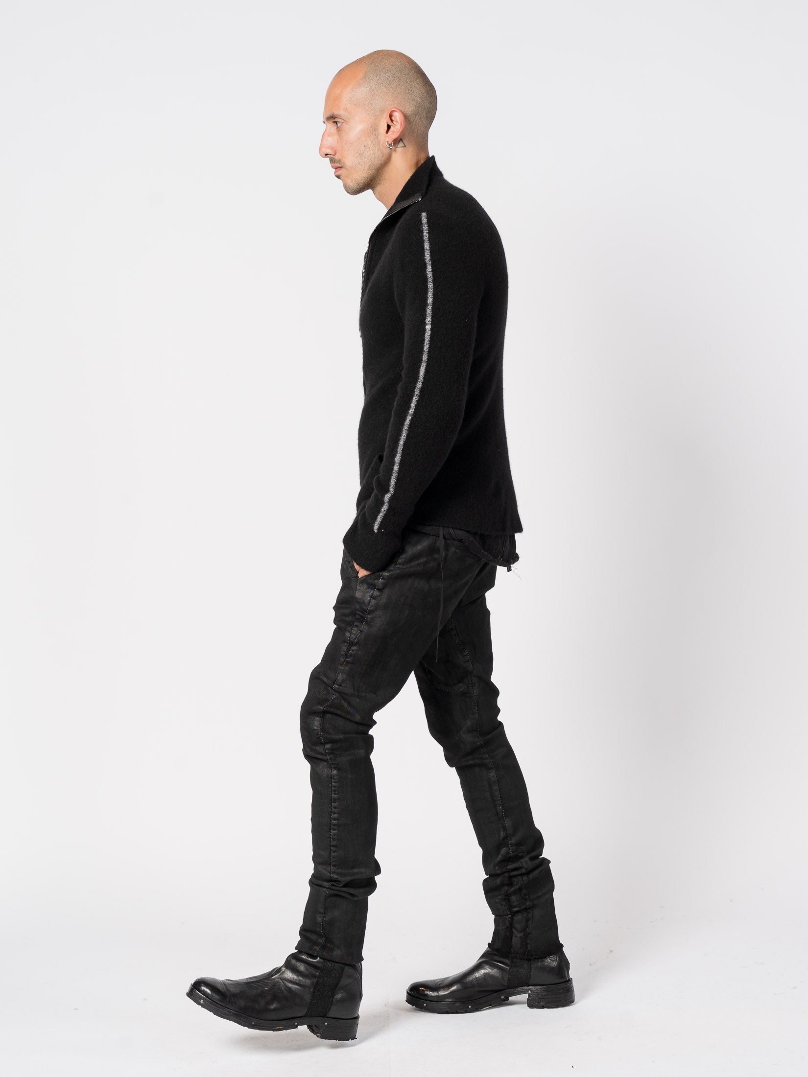 Brushed Cashmere Silk Zip Cardigan