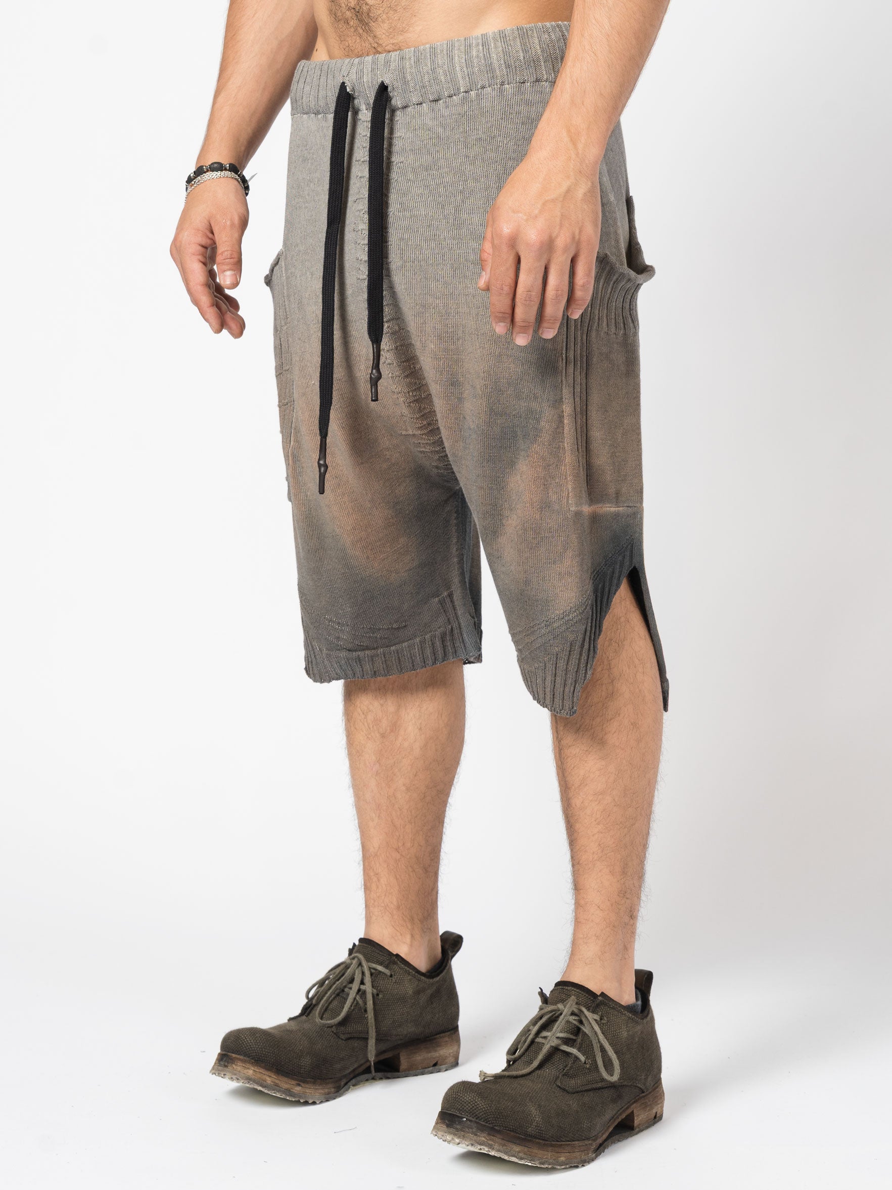 Washed Drop-Crotch Shorts - INN7