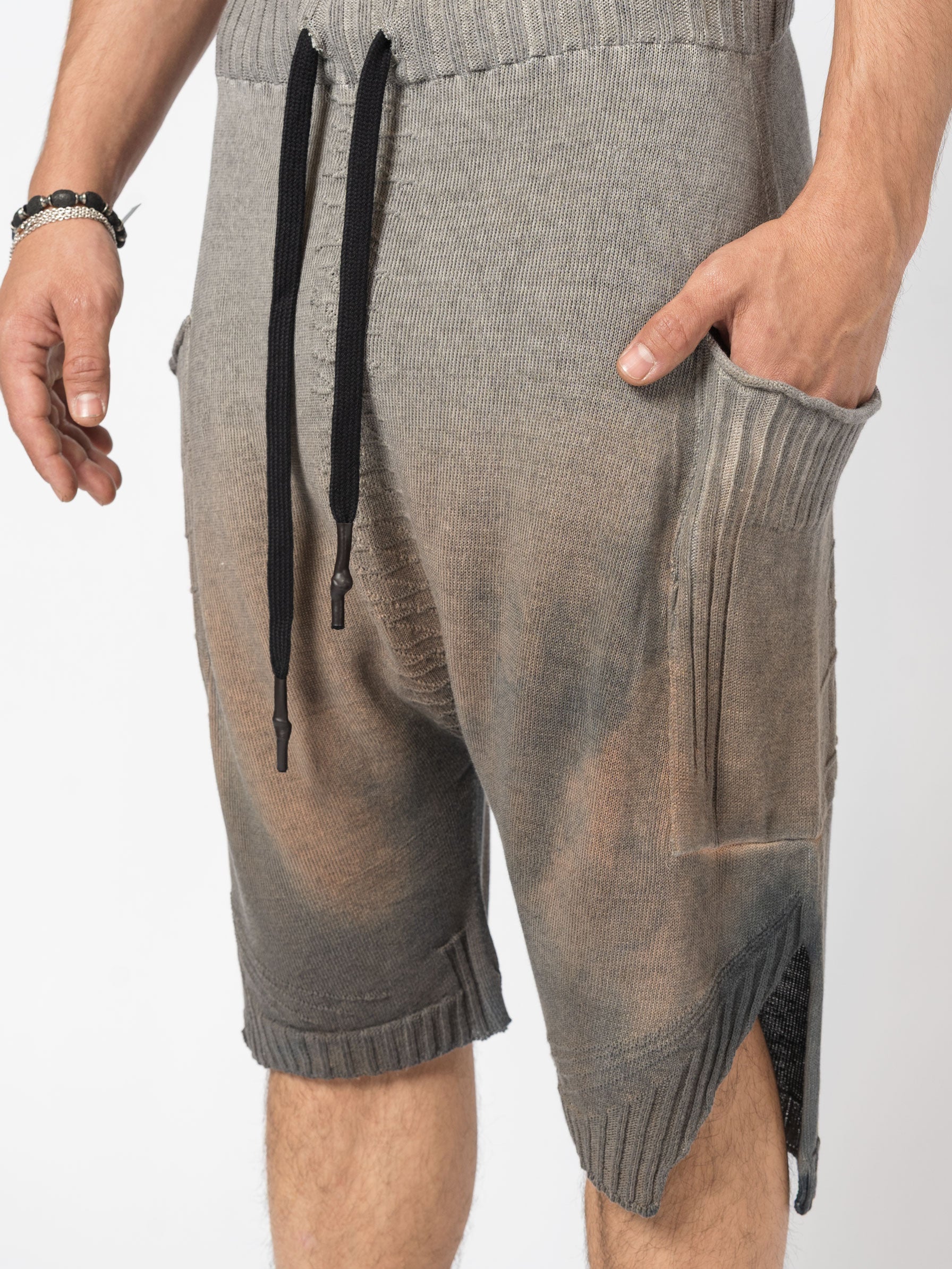 Washed Drop-Crotch Shorts - INN7